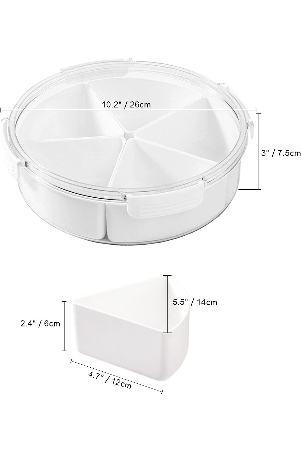 COOYA-2-in-1Divided Serving Tray with Lid,With 4 Compartment,Removable dividers,For serving or storing 7