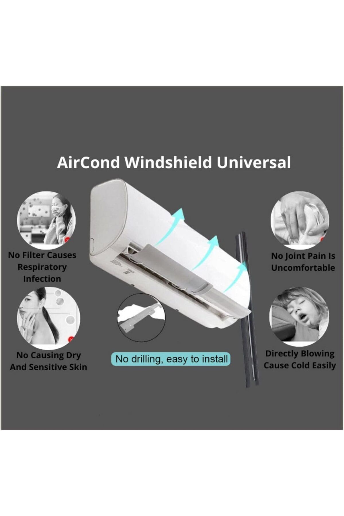 COOYA-Conditioner Deflector, Split Ac Adjustable Flow,Deflector Preventing Ac From Blowing Directly 4