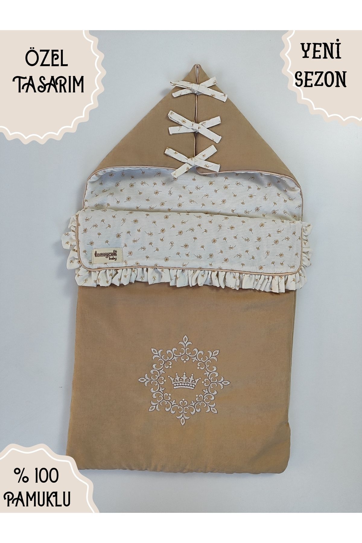 Tomuycuk Kız Erkek Bebek Dış Kundak Battaniyesi Özel Nakışlı %100 Pamuklu Mevsimlik Hastane Çıkışı Yenidoğan fotoğrafı 4 (önizleme)