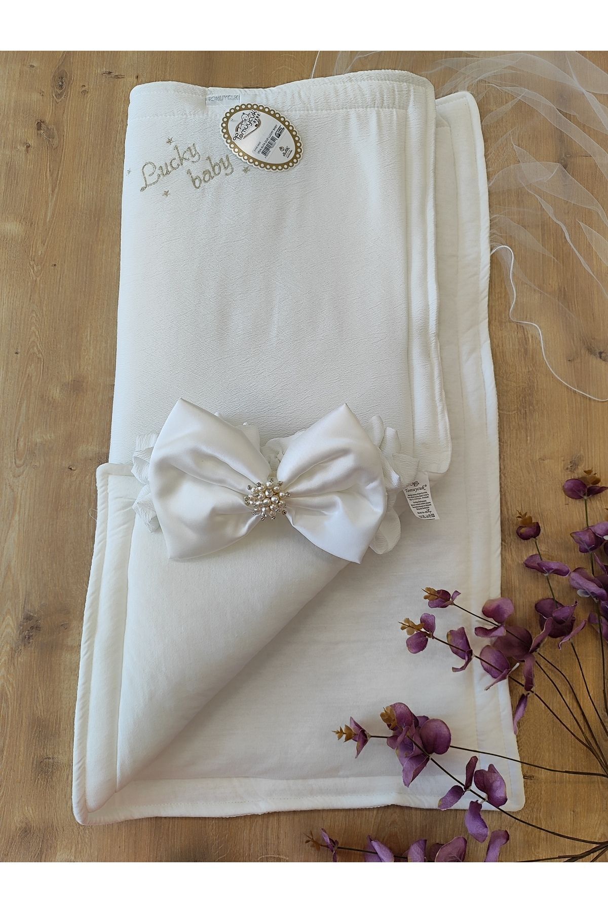 Tomuycuk Ekru Kız Erkek Bebek Battaniyesi Doğal Organik Uyku Kundağı Yenidoğan Hastane Çıkışı Hediyelik fotoğrafı 7 (önizleme)