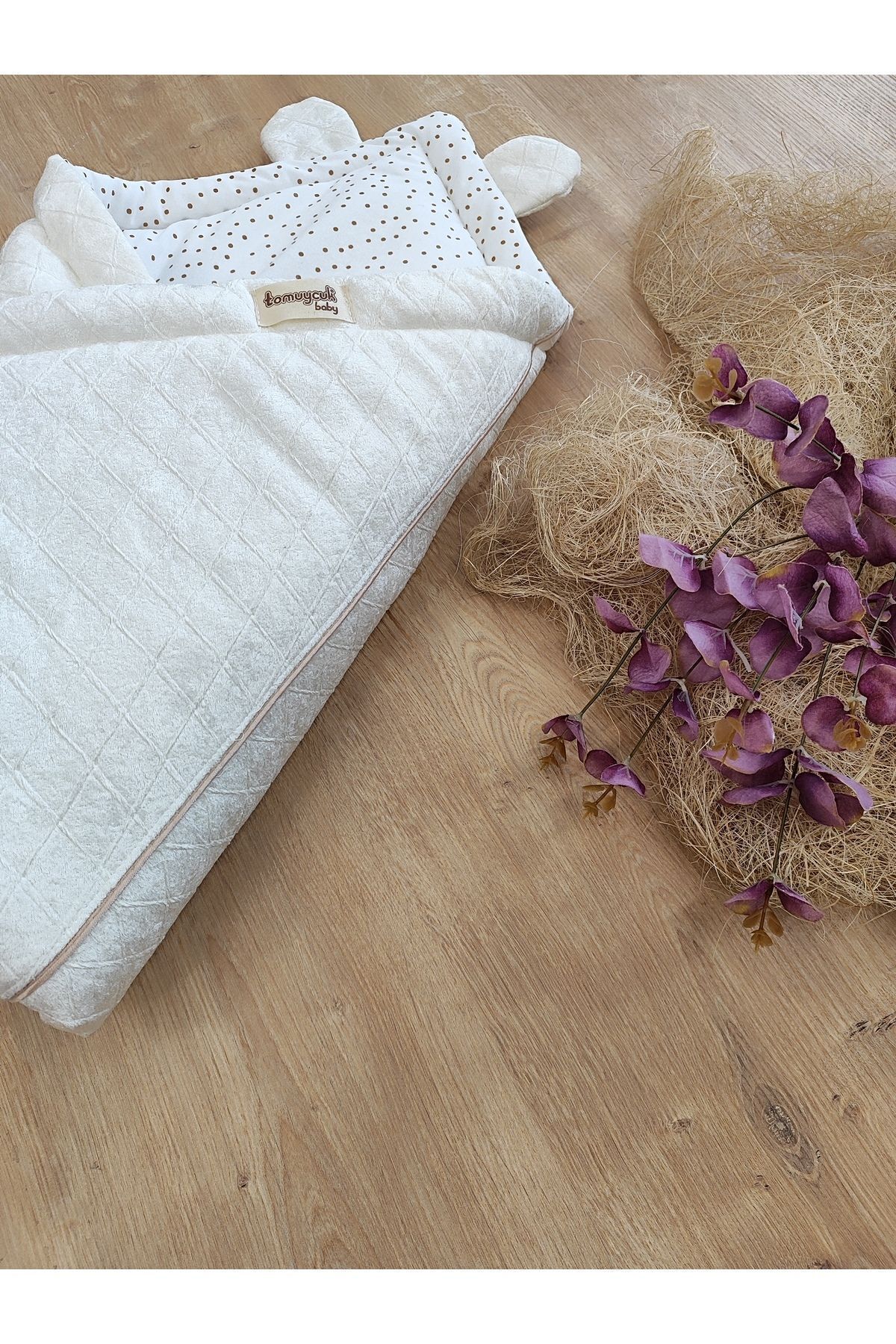 Tomuycuk Ekru Kız Erkek Bebek Battaniyesi Doğal Organik Uyku Bebek Kundağı Hastane Çıkışı Yenidoğan Mevsimlik fotoğrafı 7 (önizleme)