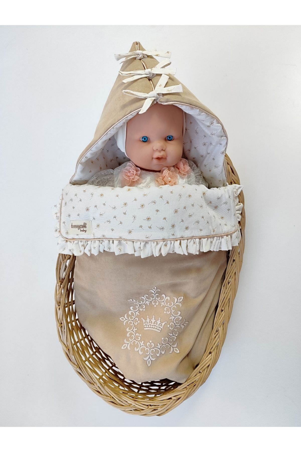 Tomuycuk Kız Erkek Bebek Dış Kundak Battaniyesi Özel Nakışlı %100 Pamuklu Mevsimlik Hastane Çıkışı Yenidoğan fotoğrafı 3 (önizleme)
