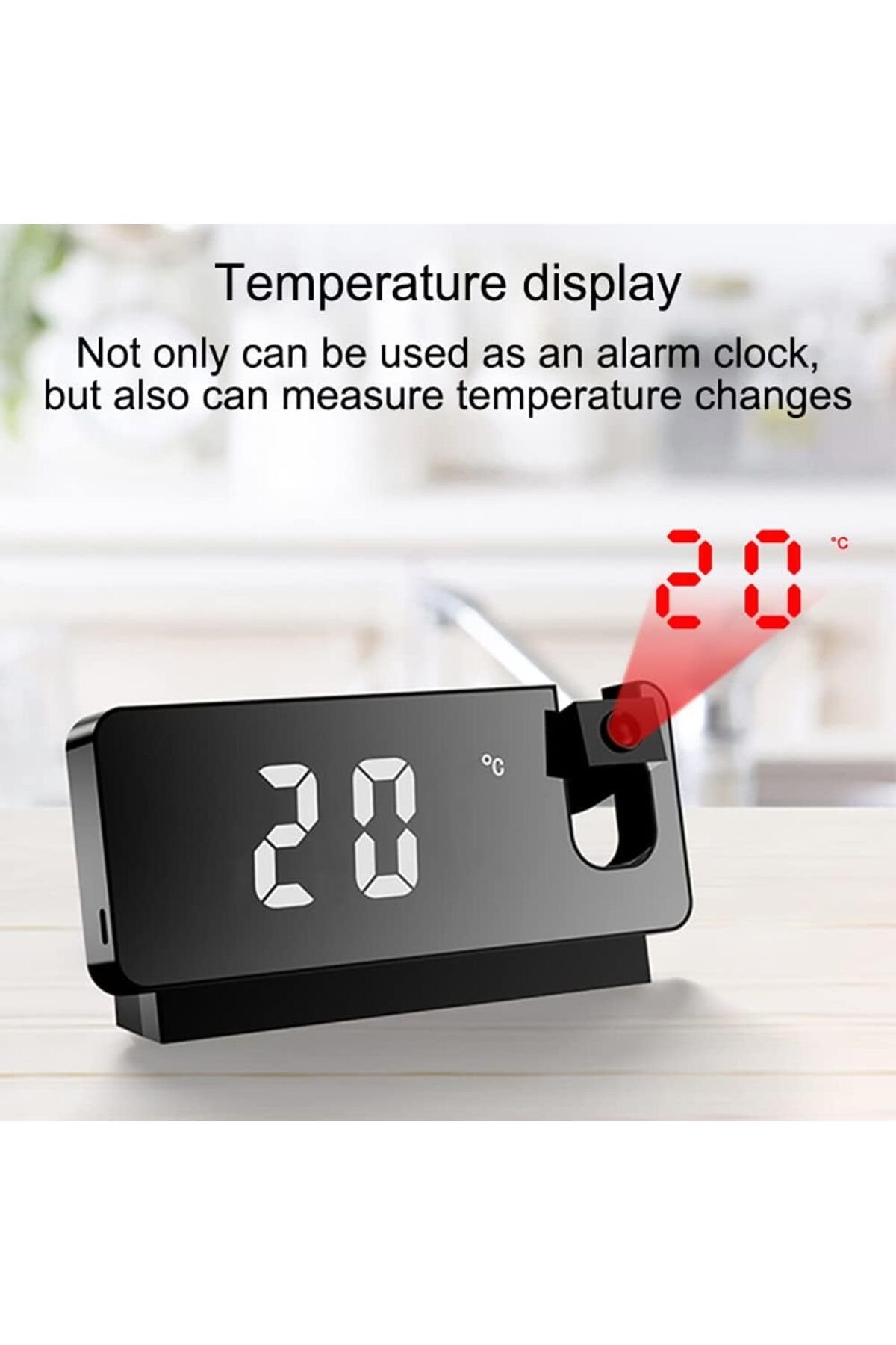 COOYA-LED Digital Projection Alarm Clock with Temperature Display Snooze, Mute USB Luminous Desktop Clock 2