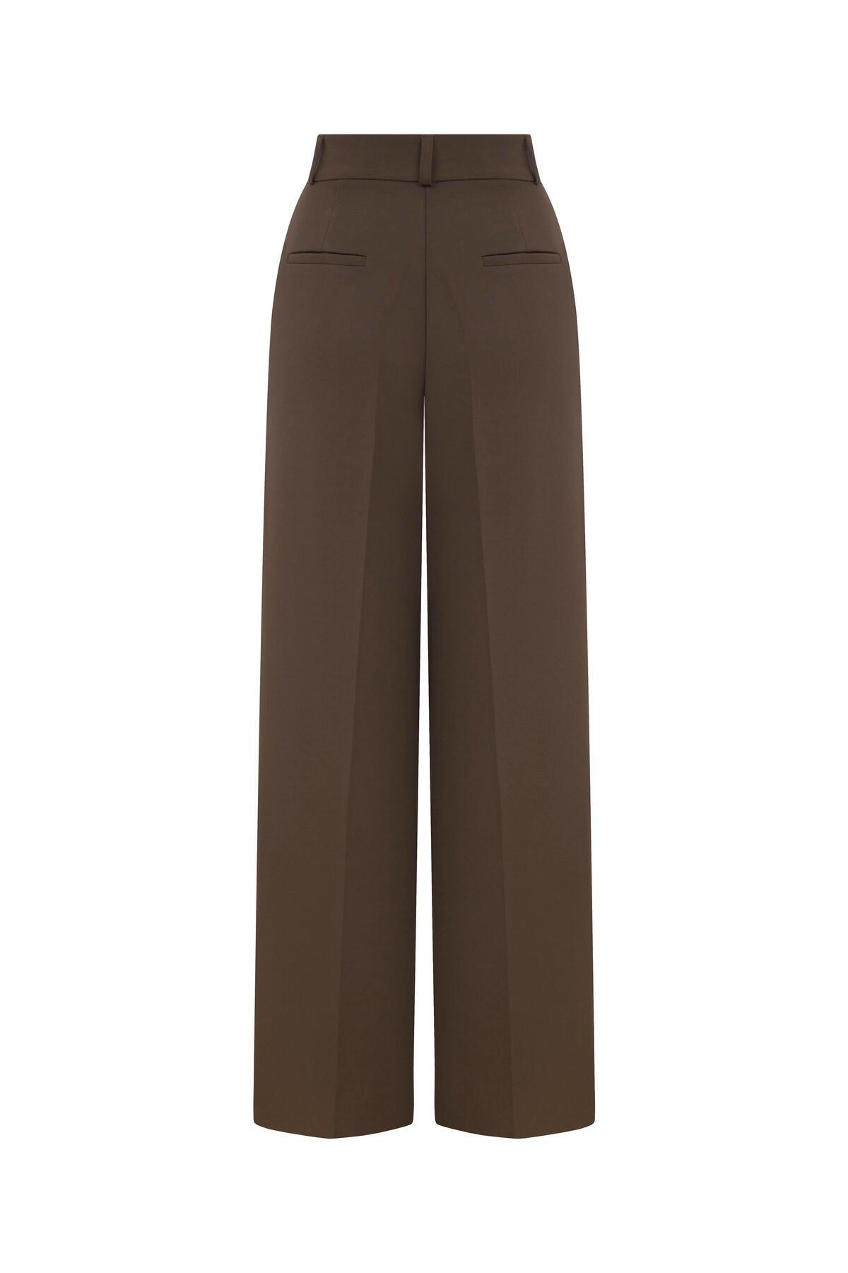 Fahhar-Straight Fit Trousers Brown 2