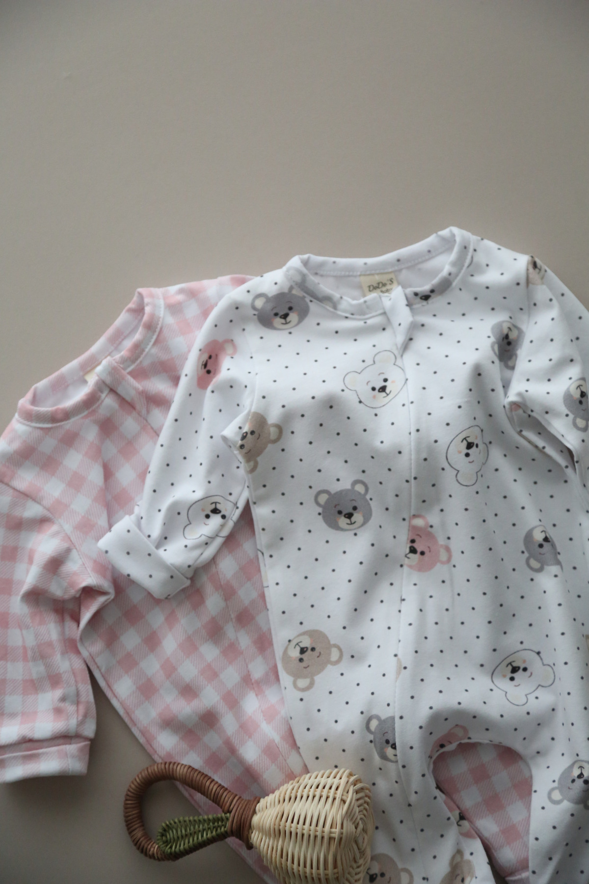 DoDo'S Baby %100 ORGANİK PAMUK 2 Lİ SOFT AYICIK  VE PEMBE EKOSE DESENLİ KIZ BEBEK UYKU TULUMU fotoğrafı 7 (önizleme)