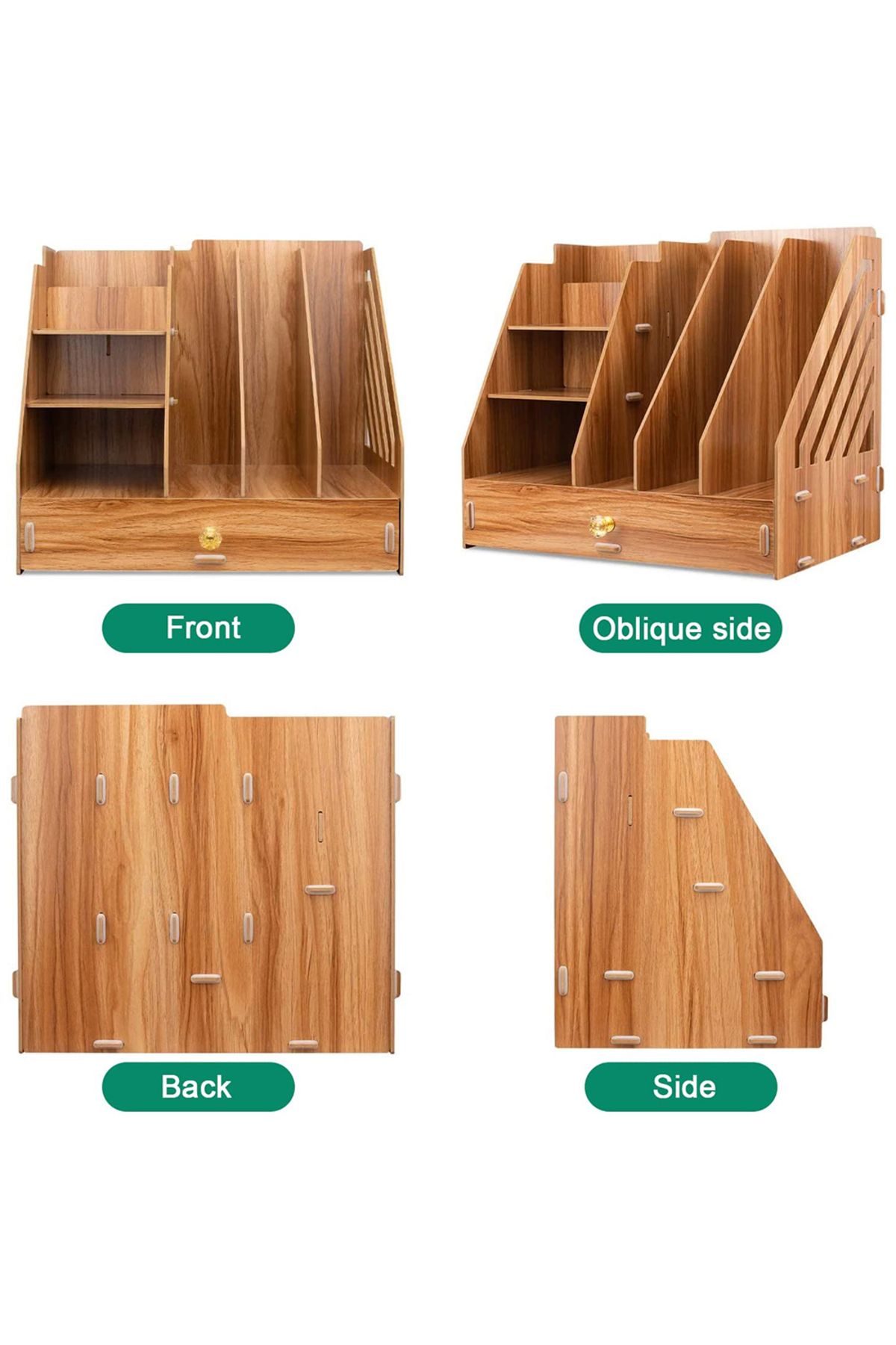 KidLe-Office Finishing Rack Basket File Rack Multi-layer A4 Data Rack Wooden Desktop File Storage Rack 5