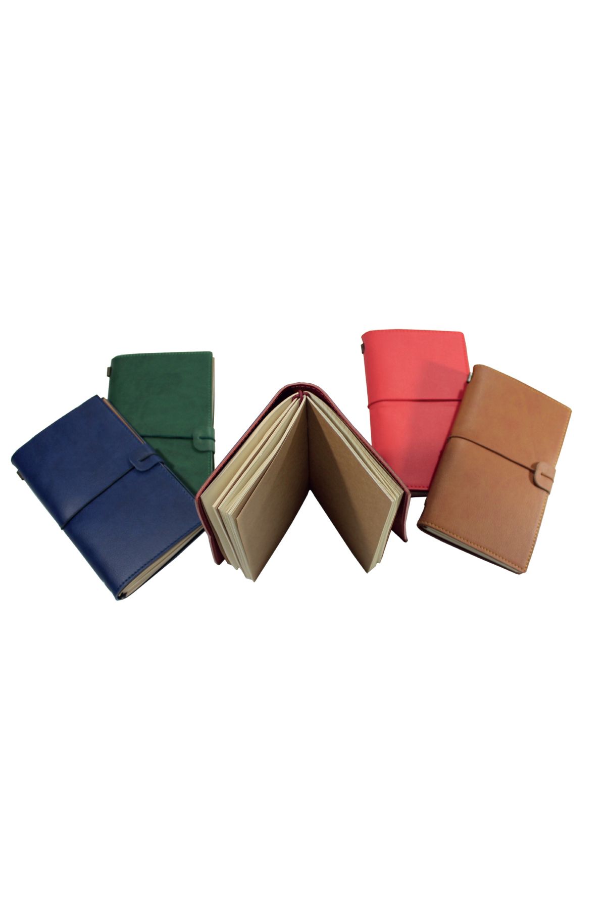 Kerem ofis-Leather 3 Inner Notebook and Pen Set, Plain and Lined Checked with Rubber Lock 3