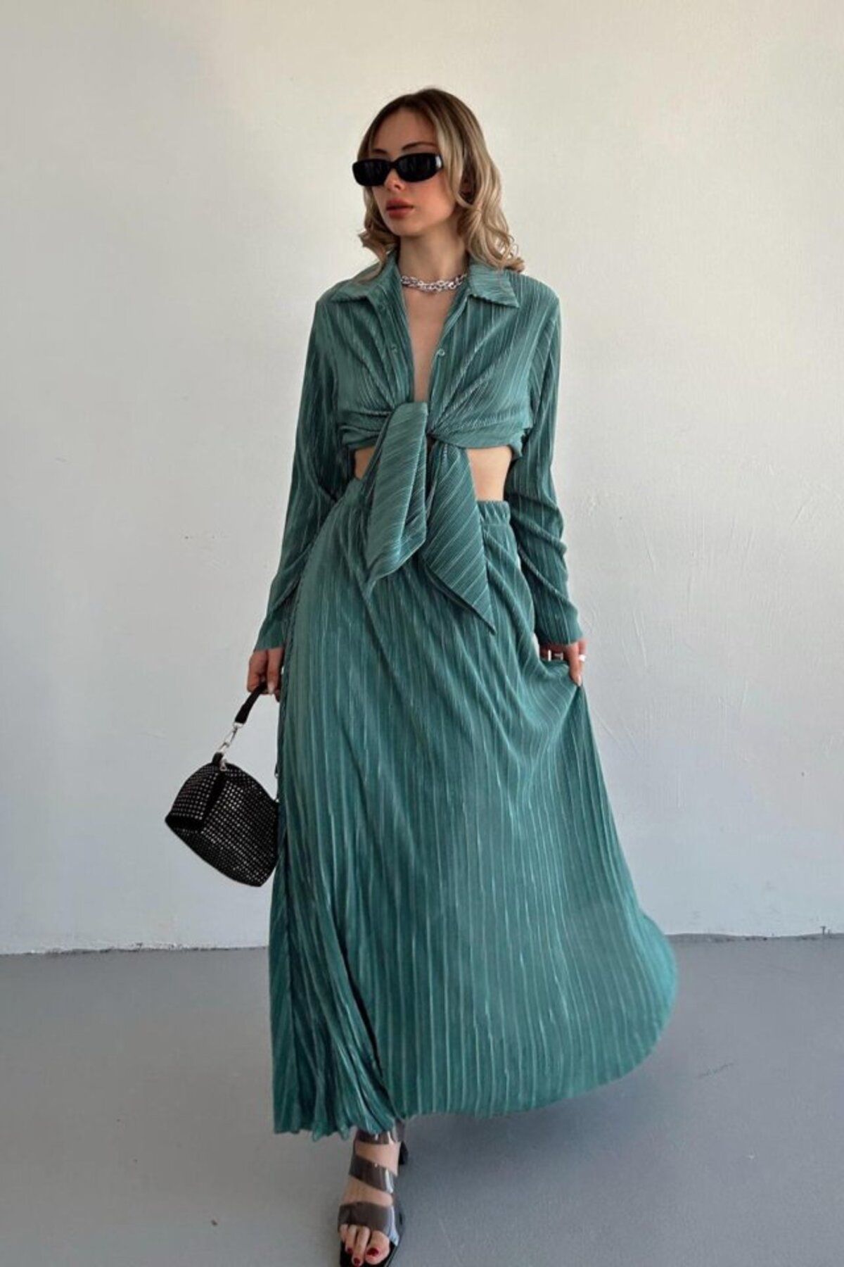 Rose's Boutique All About Women Rose's Boutiqe All About Women Mint Fitilli Gömlek Ve Uzun Etek Takım