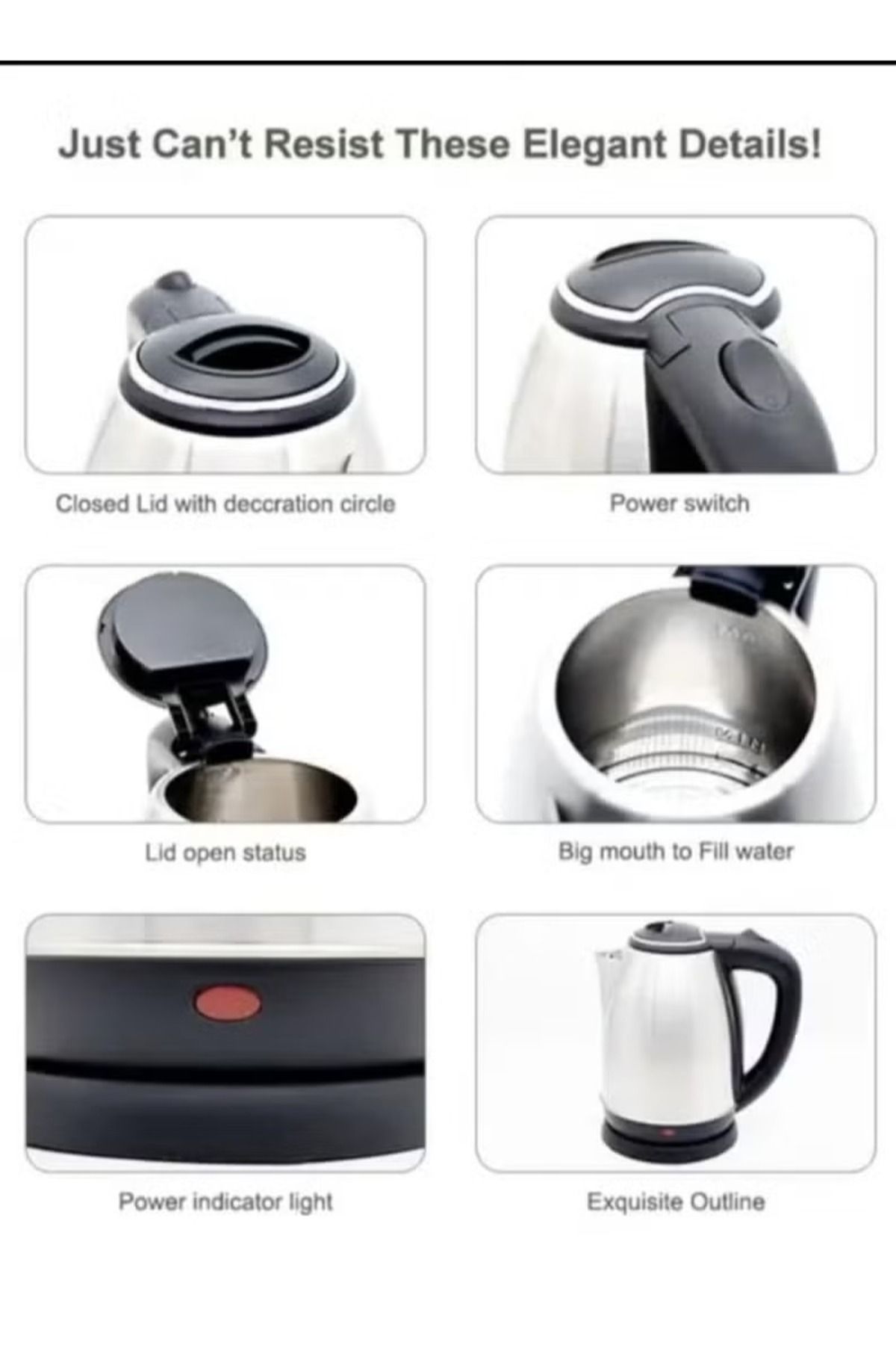Denx-Electric Kettle With Tea Tray & Automatic Shut-off Feature Dx1788 8