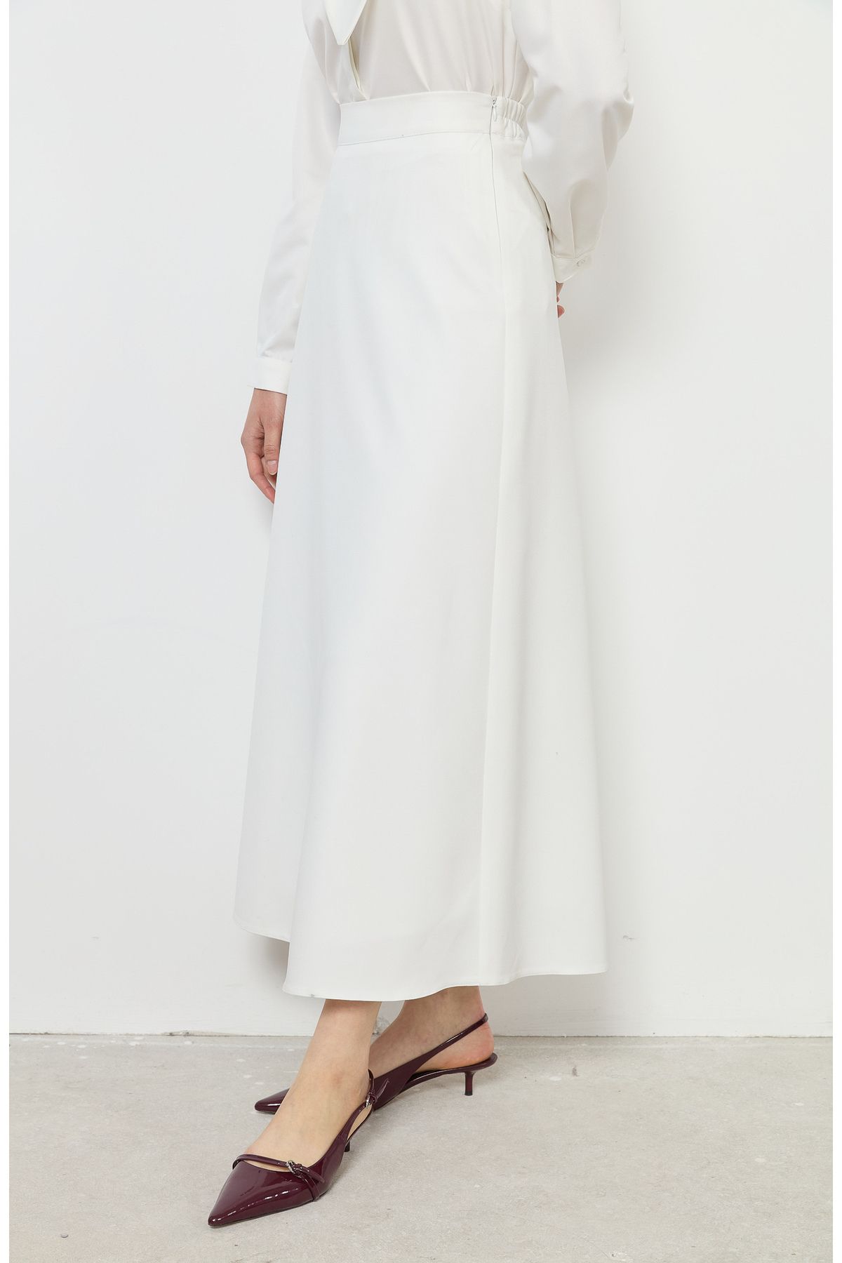 Fatma Atasoy-Double Ecru Flared Skirt 5