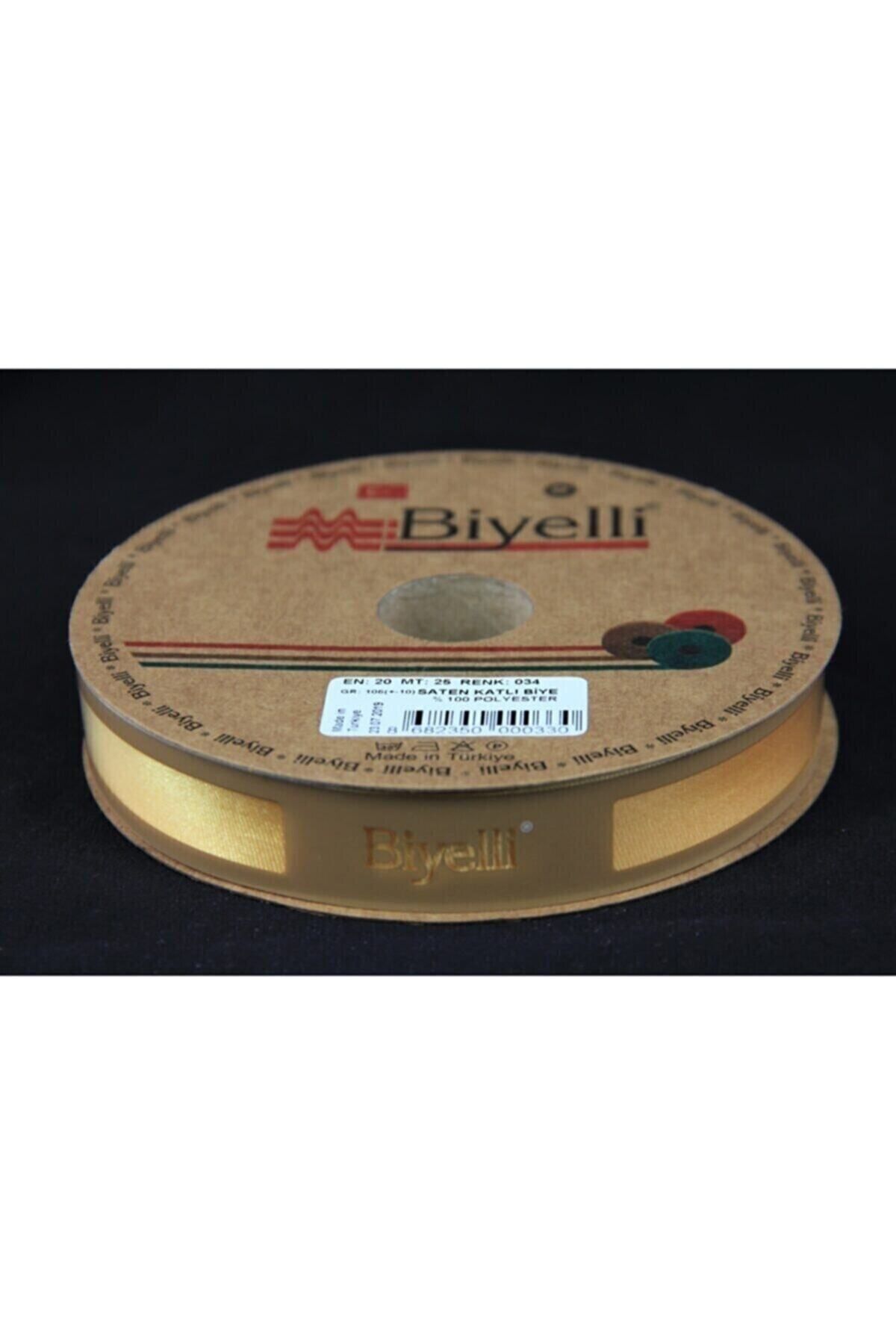 blueb Biye Saten Katlı 034 Sarı 2 cm 25 Metre %100 Polyester