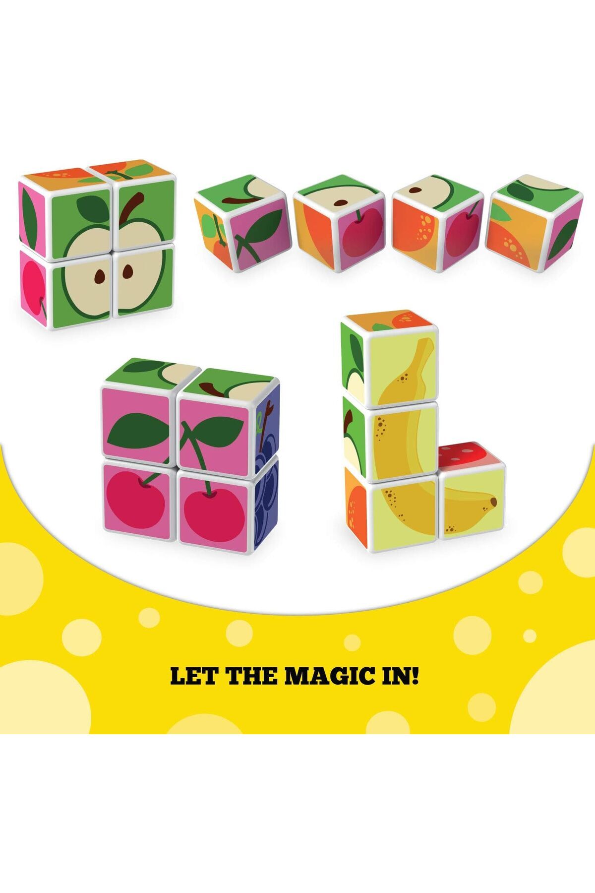 مجموعه ساختنی میوههای چاپشده مجیکوب + کارتهای ایده | اسباببازیهای آموزشی STEM مغناطیسی، ساخت سوئیس ۱