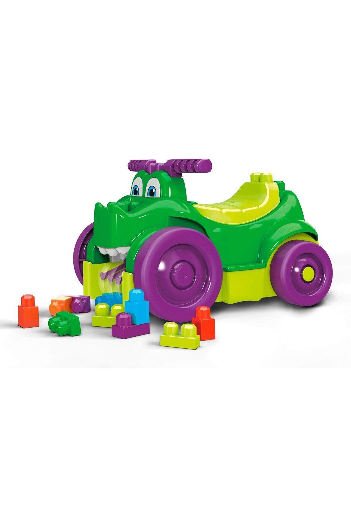 MEGA-Bloks Ride 'n Chomp Croc ride-on toy building set with 25 big and colorful building blocks, gif 5