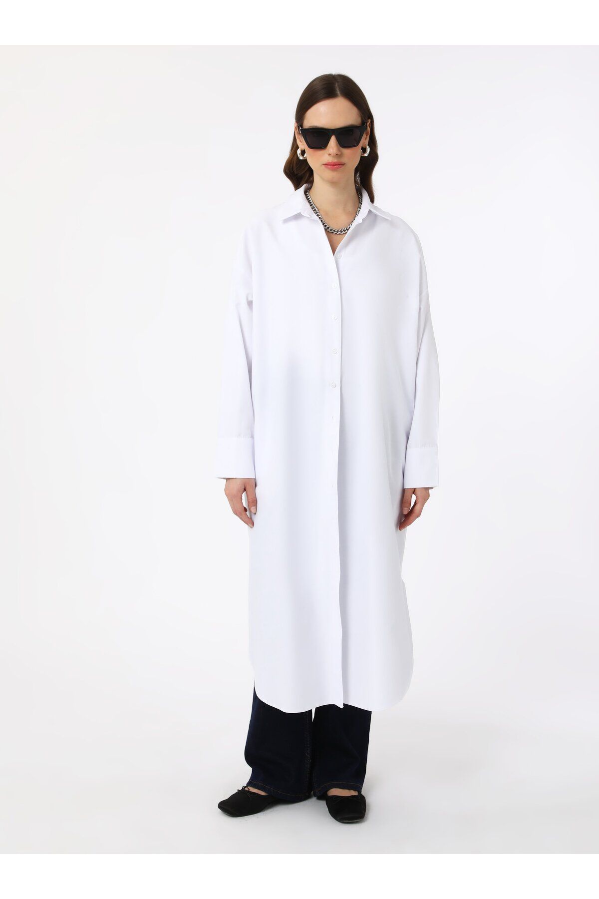 Benin-Benin Cotton Poplin Oversize Shirt Tunic - White 4