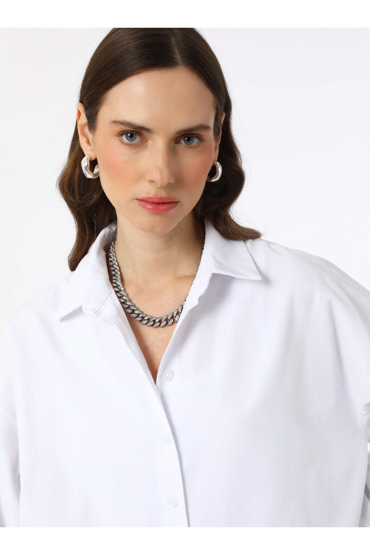 Benin-Benin Cotton Poplin Oversize Shirt Tunic - White 5