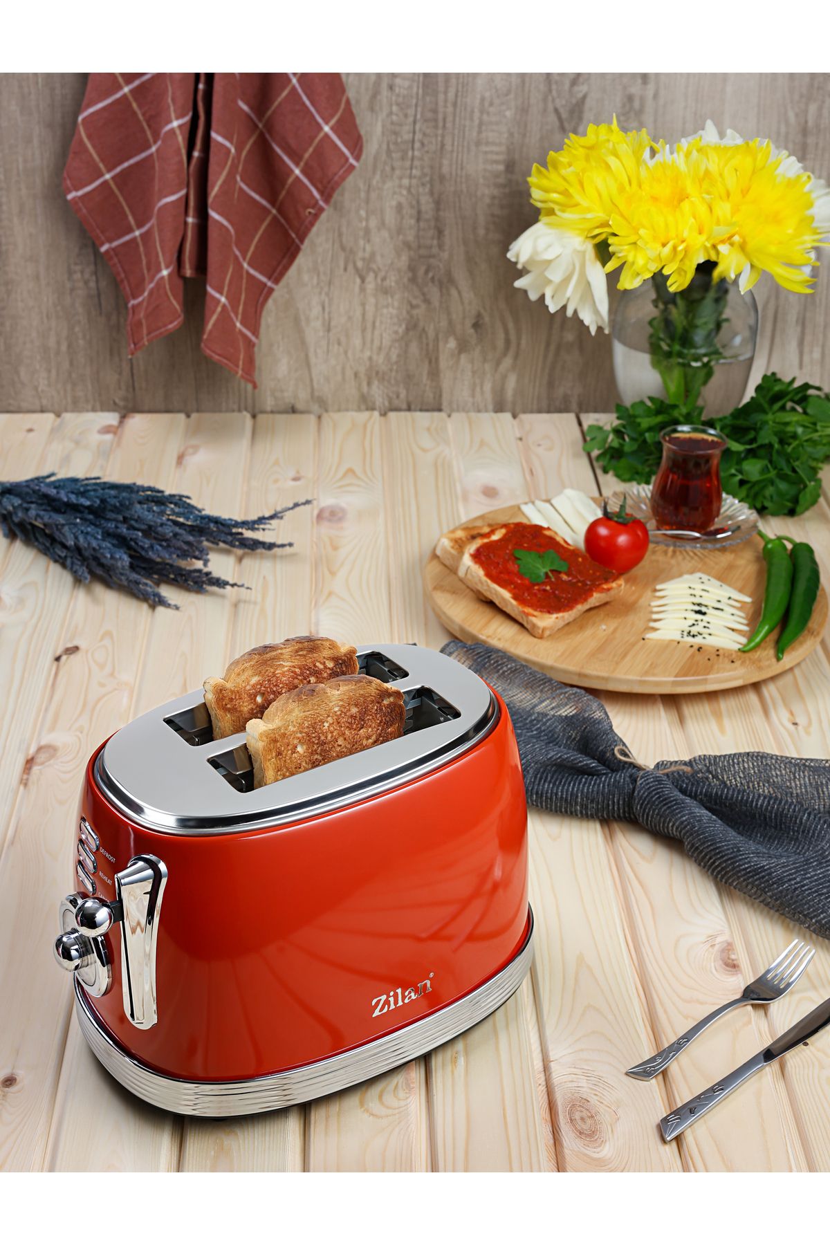 Zilan-RETRO Toaster Zilan ZLN7040 Red, 6 frying levels, light indicator for signaling 12