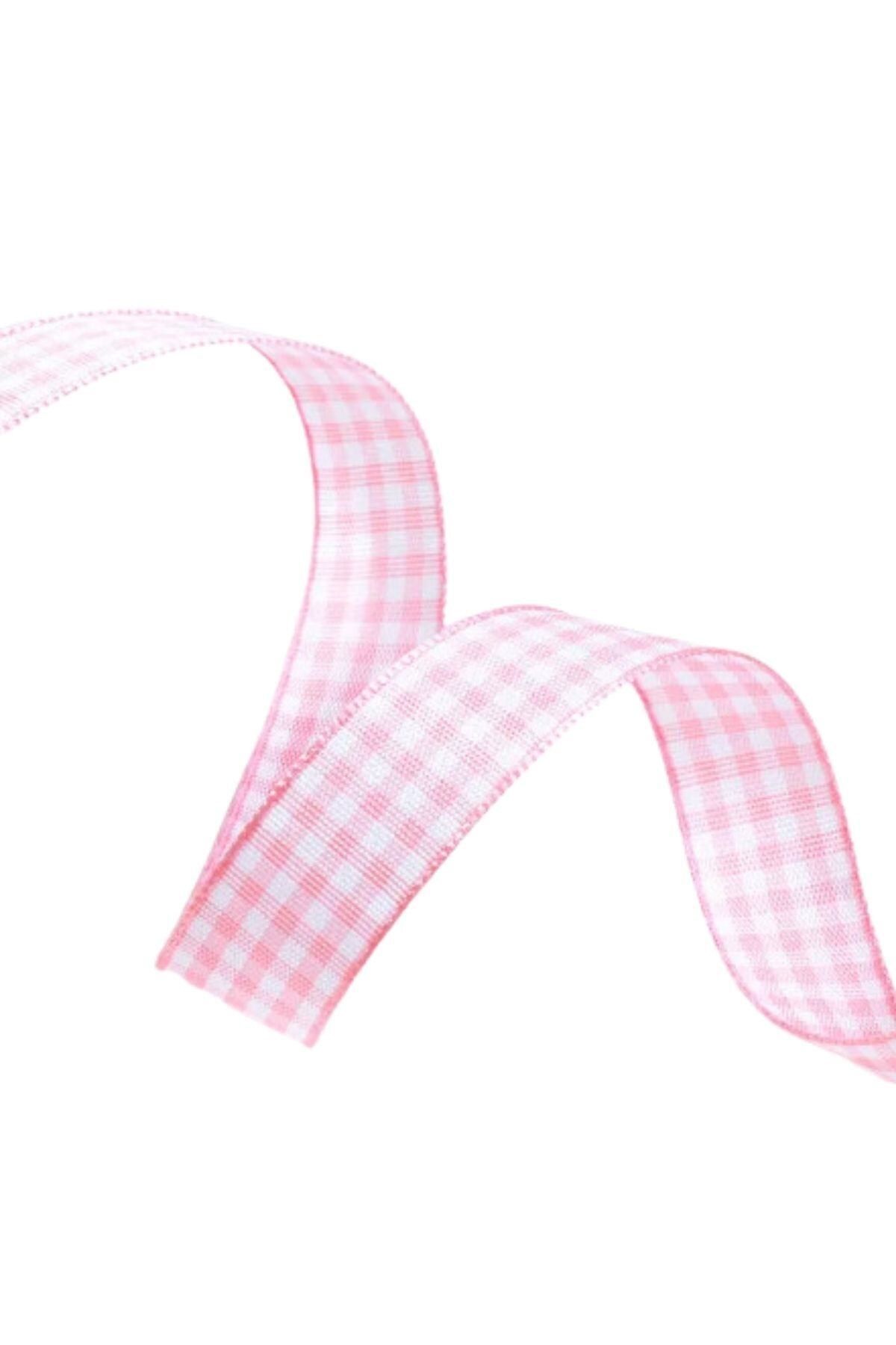 BulutRetail Tafta Ekoseli Kurdele 25 mm Pudra 2 Metre