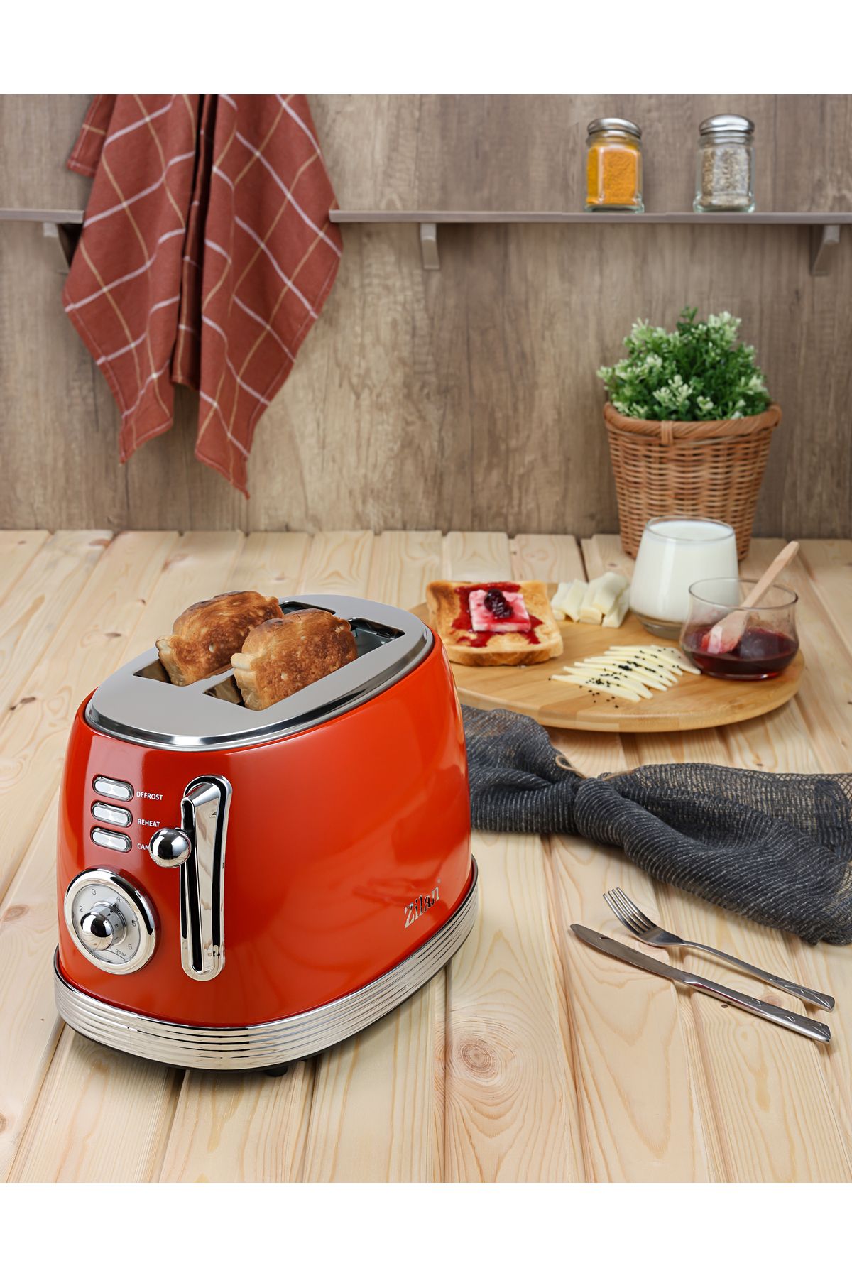 Zilan-RETRO Toaster Zilan ZLN7040 Red, 6 frying levels, light indicator for signaling 11