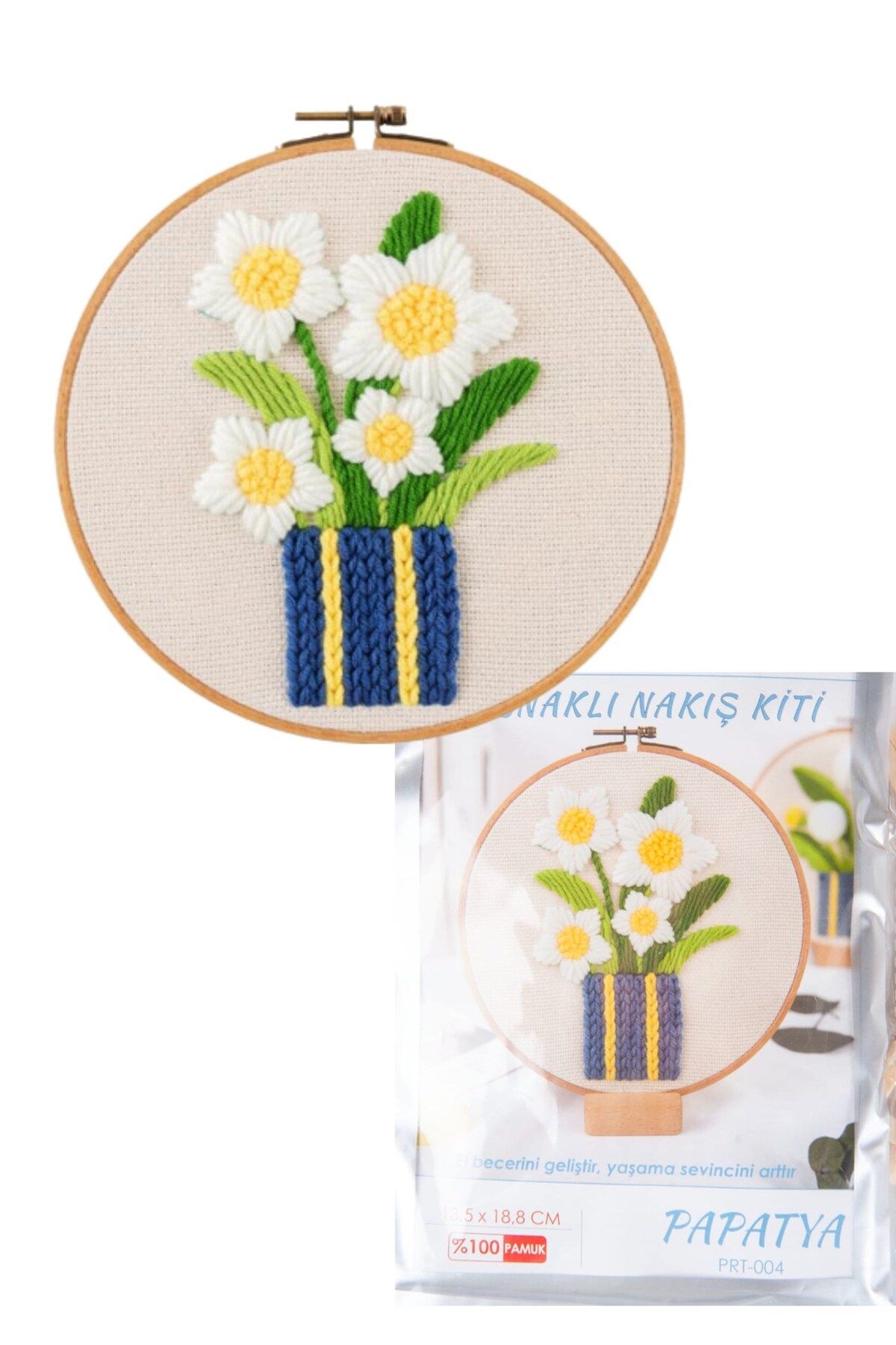Allproduct Nakış Kitleri Kasnaklı 13.5 X 18.8 cm Papatya