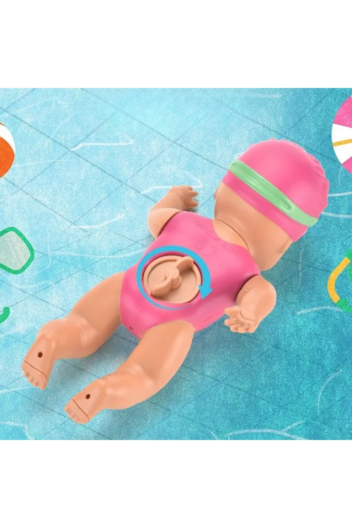 TUENGİ STORE Oyuncak Banyo Arkadaşı Küvette Havuzda Suda Kendiliğinden Yüzen Kurmalı Yüzen Bebek 15 cm fotoğrafı 4 (önizleme)