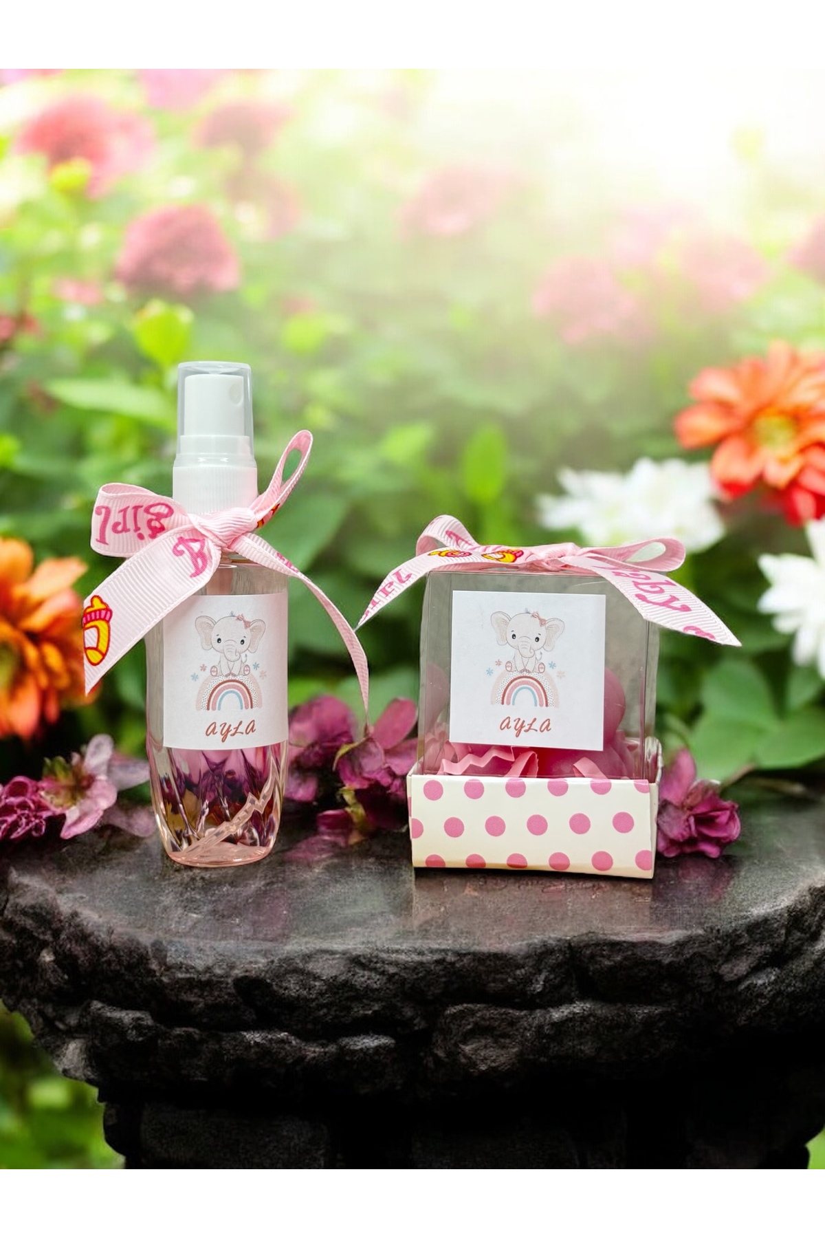 cacagift design Bebek Hediyelik Doğum Ve Doğumgünü 10'lu Çantalı Kolonya Ve Mum Seti fotoğrafı 4 (önizleme)