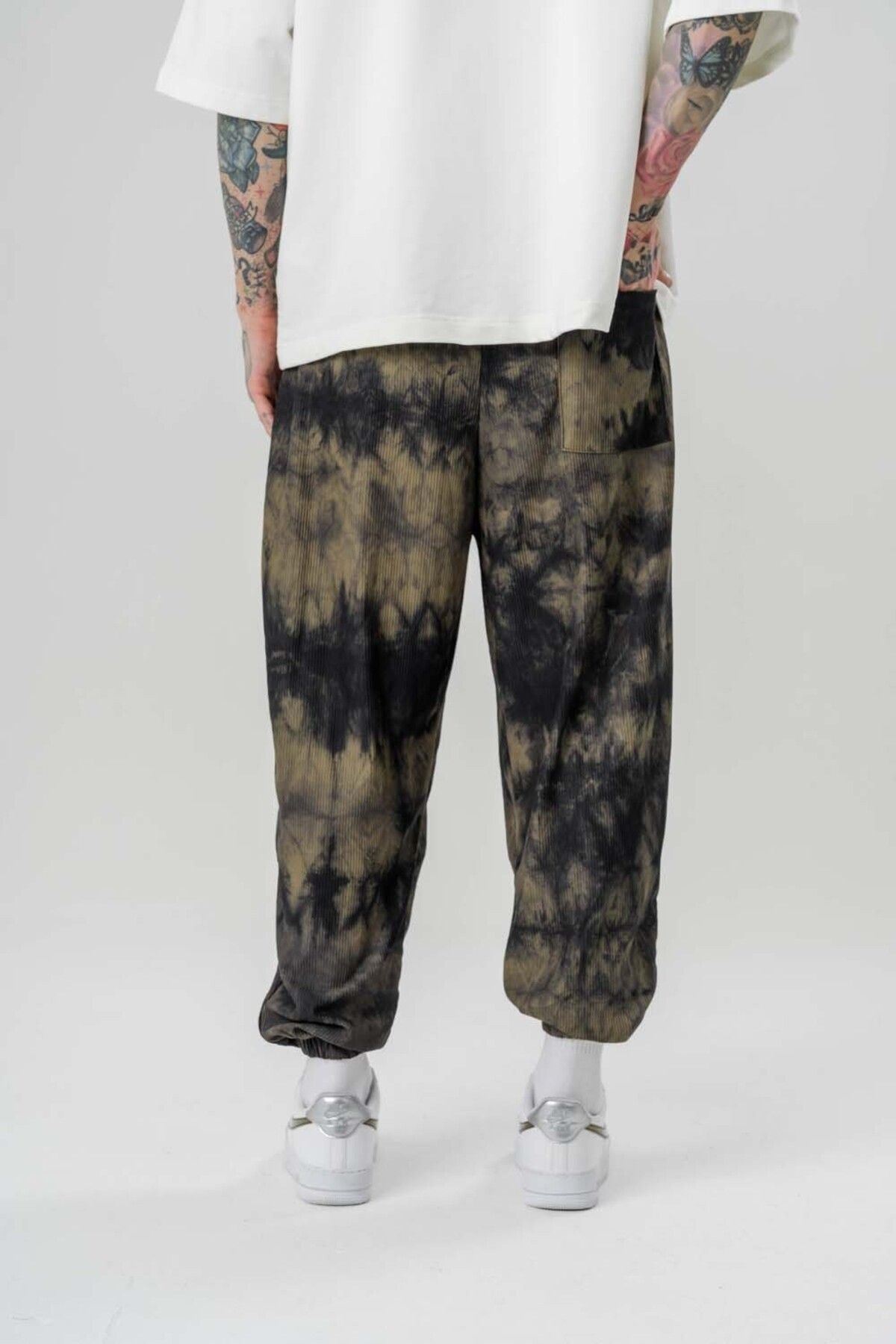 go gang own-Batik Pleated Baggy Pants with Elastic Waist and Legs 4