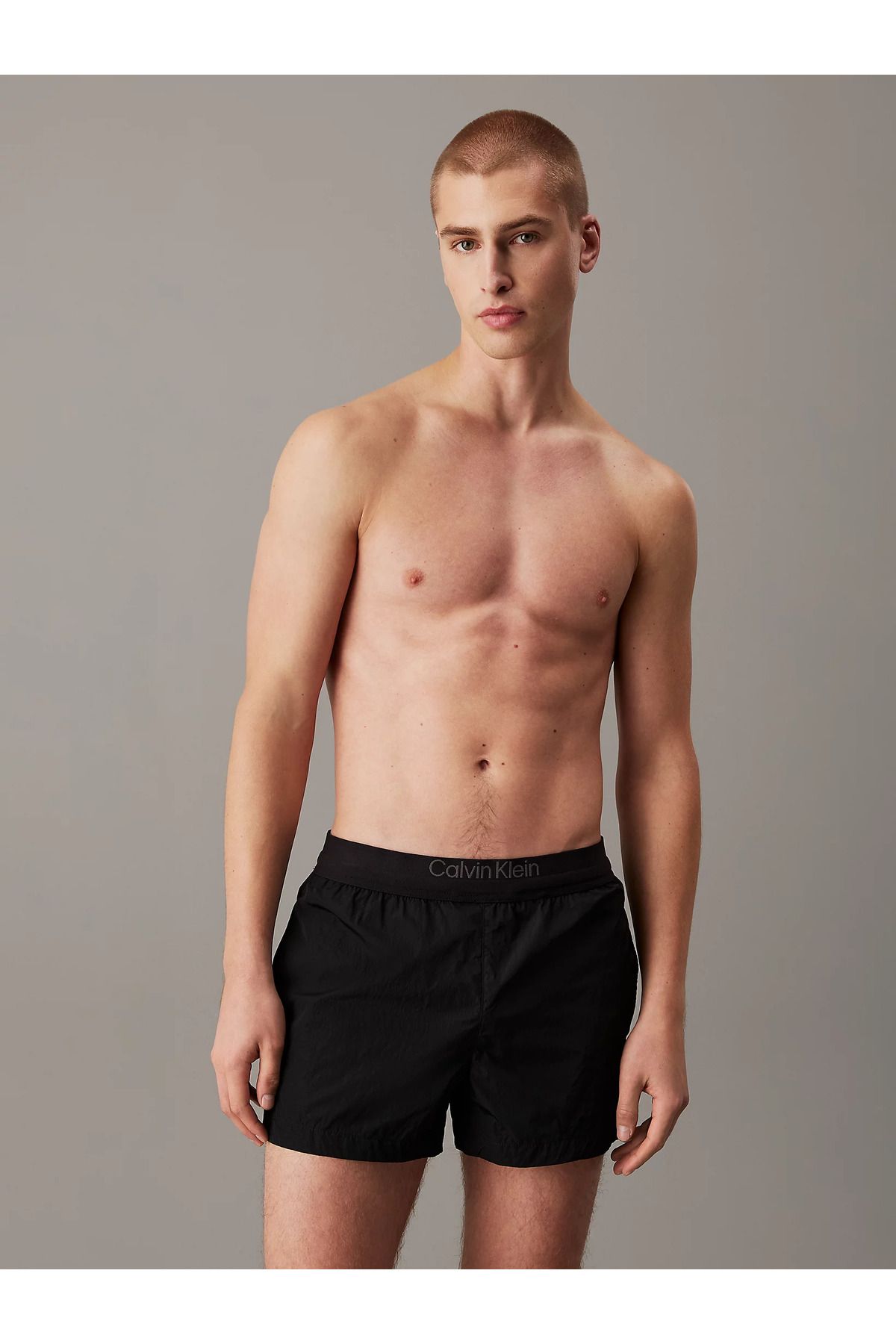 Calvin Klein-Men's Elastic Waist Slim Fit Lined Black Shorts Km0Km01105-Beh 2