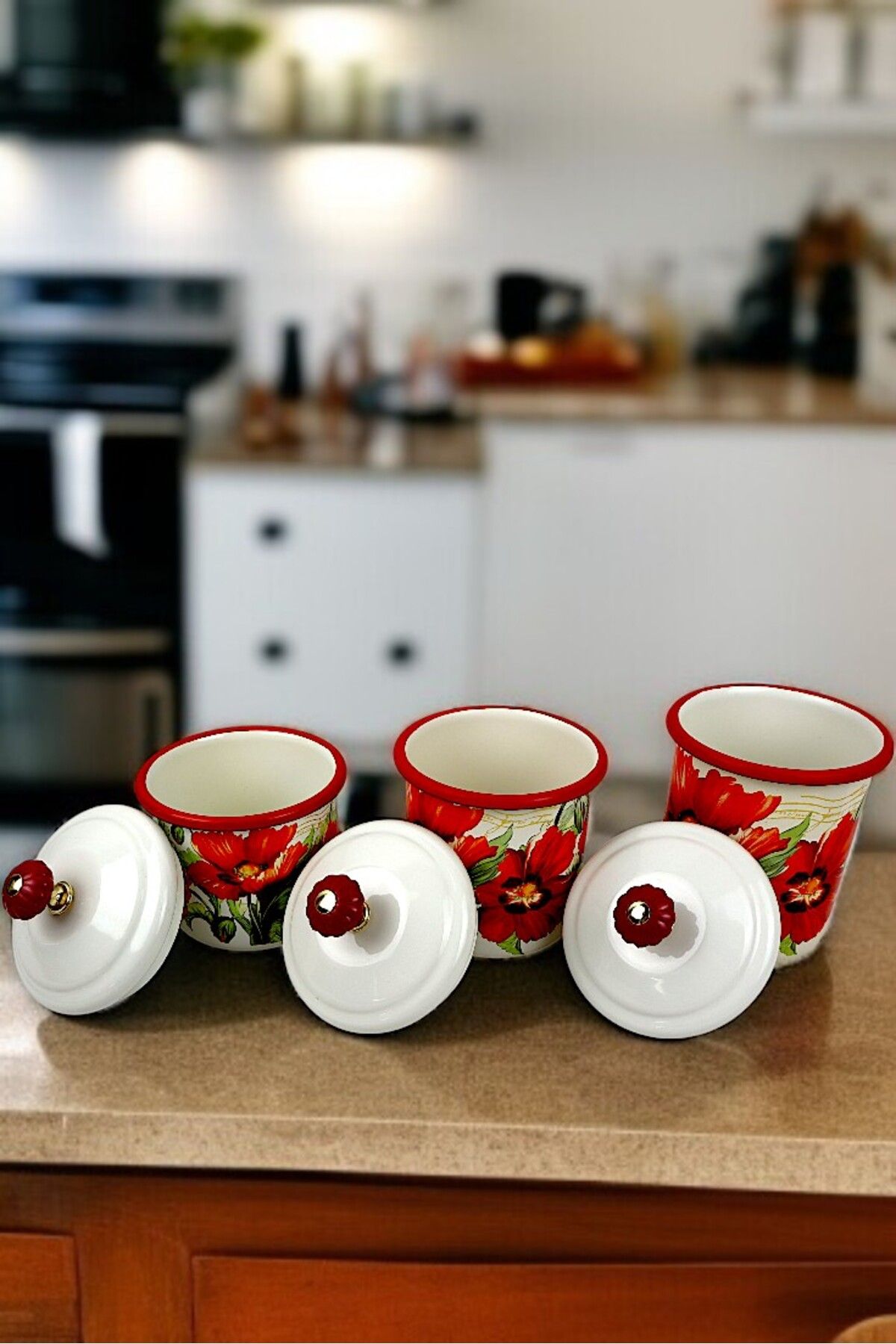 İnci Emaye-Enamel Jar with Lid-1 /-1.3 / -1.5 Liter-Spice Jar, Dowry, Yogurt Fermentation, Multi-Purpose Jar 7
