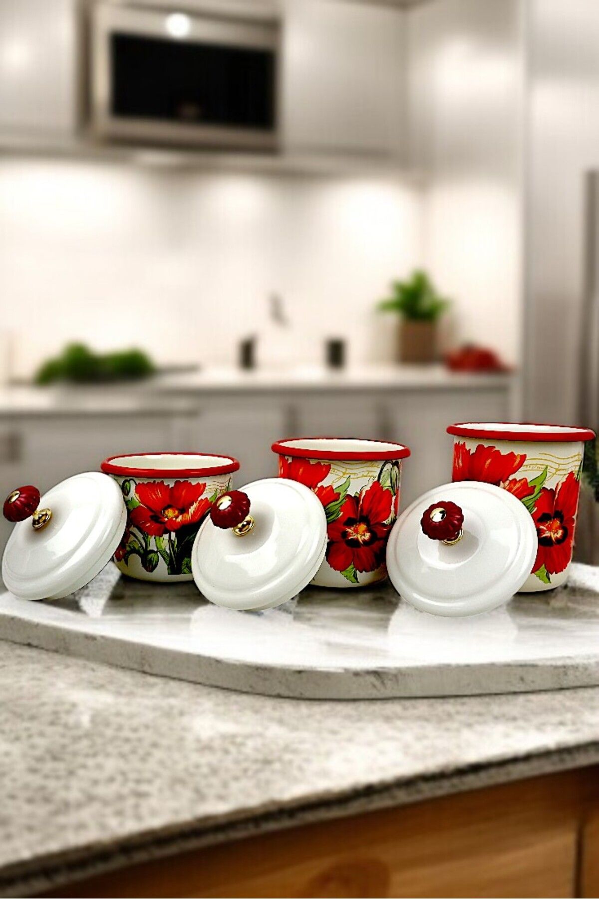 İnci Emaye-Enamel Jar with Lid-1 /-1.3 / -1.5 Liter-Spice Jar, Dowry, Yogurt Fermentation, Multi-Purpose Jar 4