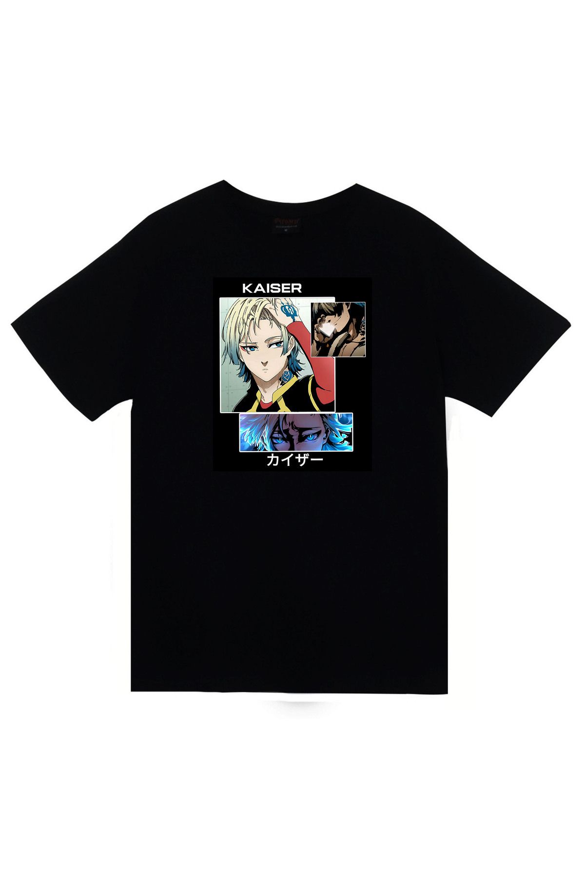 fame-stoned-Blue Lock, Michael Kaiser Anime Printed Unisex 100% Cotton Black T-Shirt 1