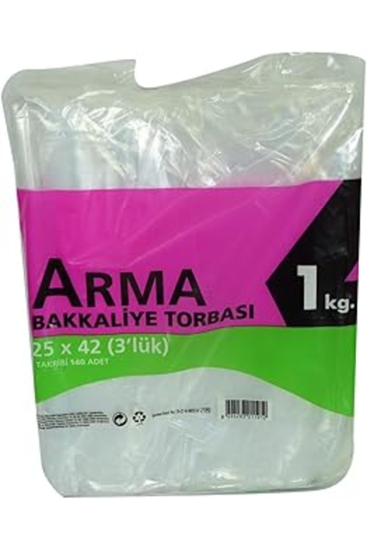 Pazarcan K&A Naylon Torba Arma Şeffaf Bakkaliye Kuruyemiş Şeker Torbası 25X42 (3 Lik) Takribi 140 Adet 1000