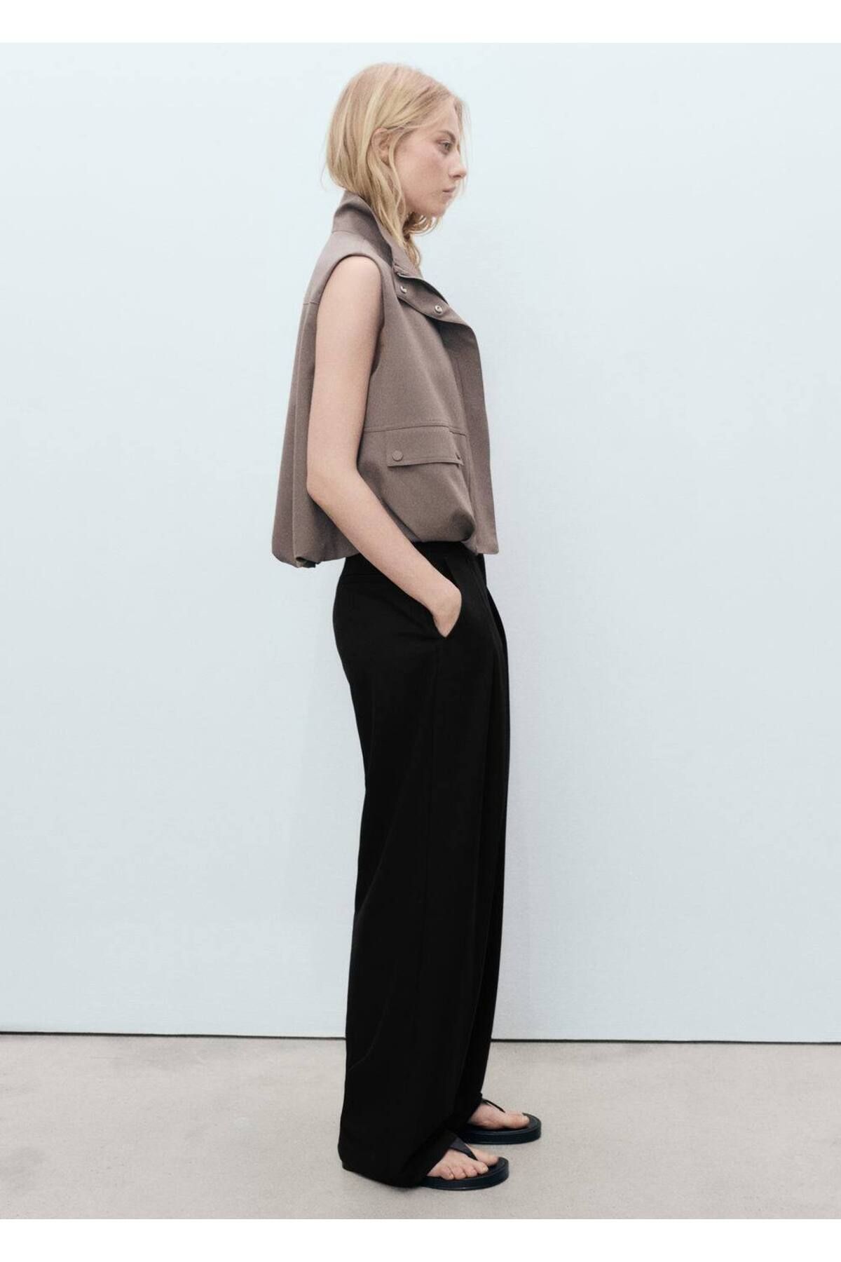 MANGO Woman-Wideleg pants with pens 8