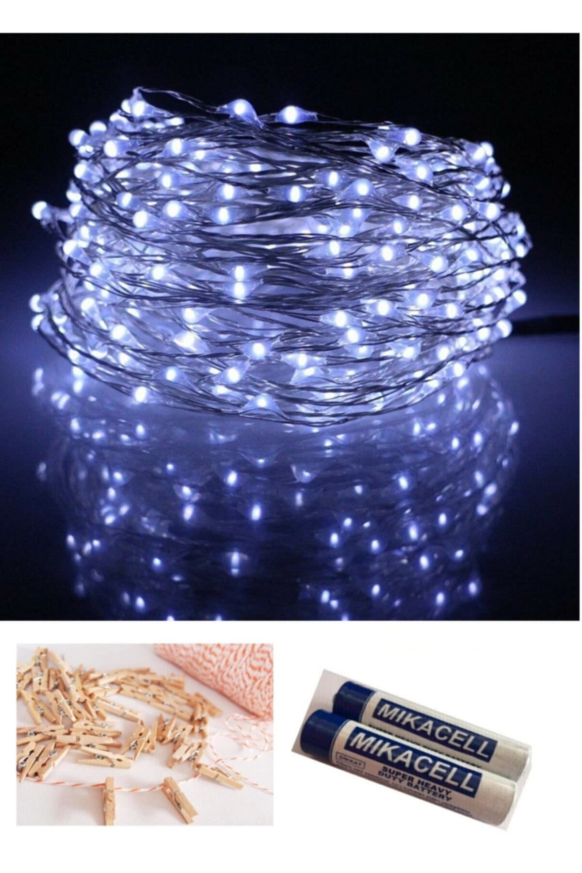 Peri Led Işık 10 Metre Beyaz Renk + 100 Adet Küçük Mandal Ve 3 Adet Pil