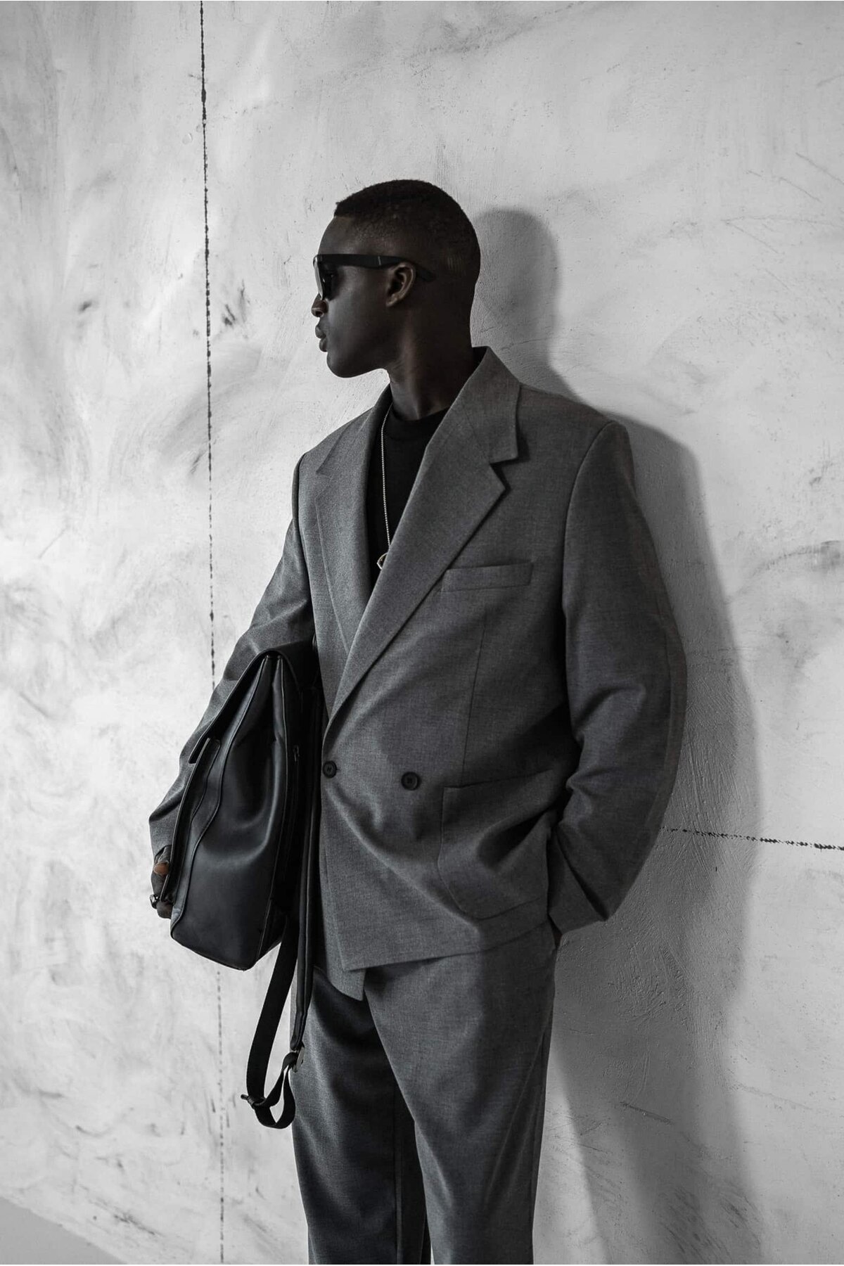 ablukaonline  Erkek Kruvaze Düğmeli Oversize Takım Elbise Gri - Görsel 4