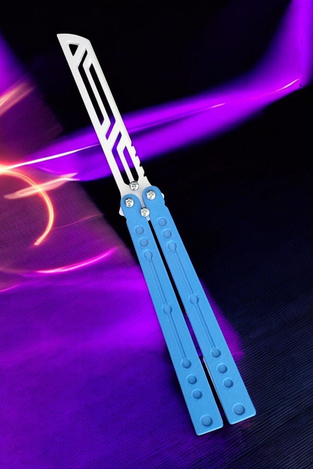 Vaiflagy Store Kelebek Antrenman Alıştırma Bıçağı – Plastik Butterfly Knife (Mavi ve Beyaz)