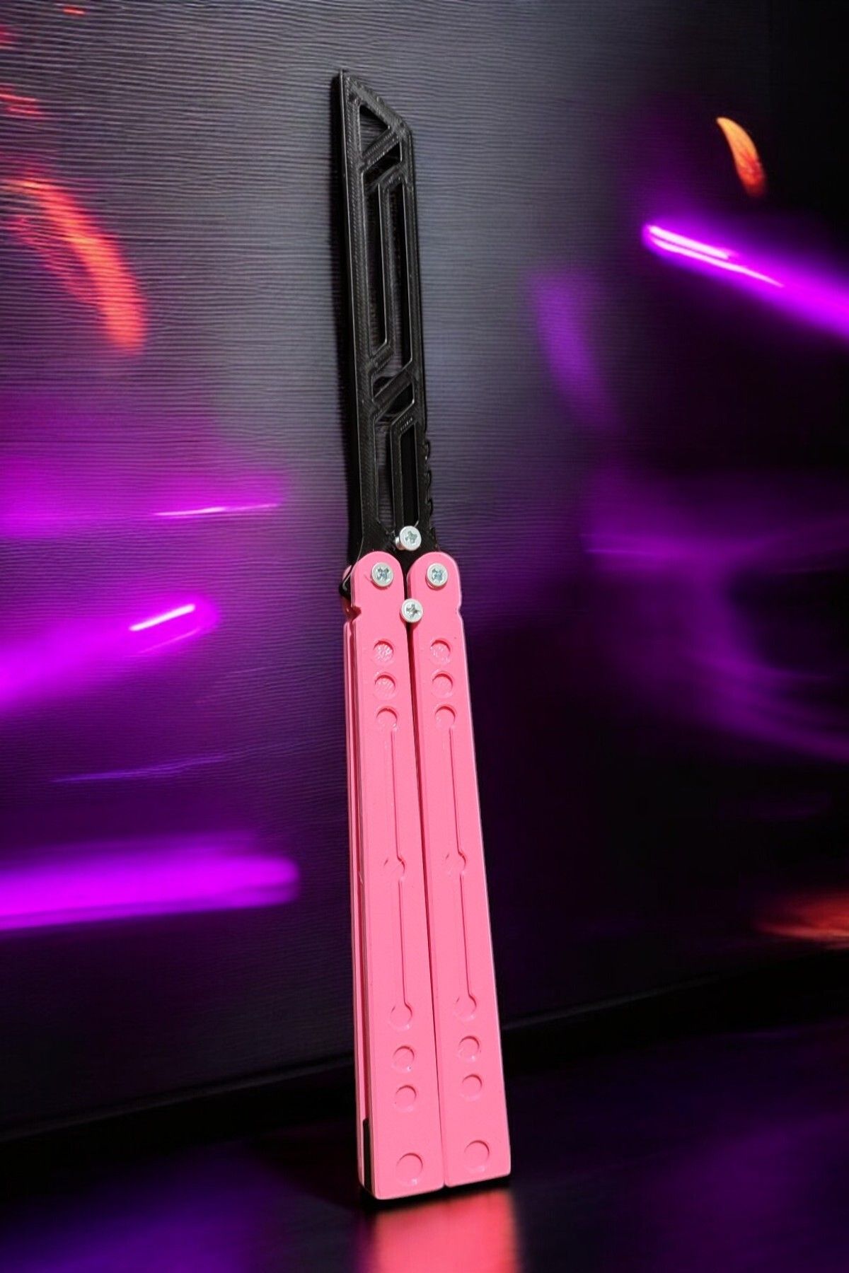 Vaiflagy Store Kelebek Antrenman Alıştırma Bıçağı – Plastik Butterfly Knife (Pembe ve Siyah)