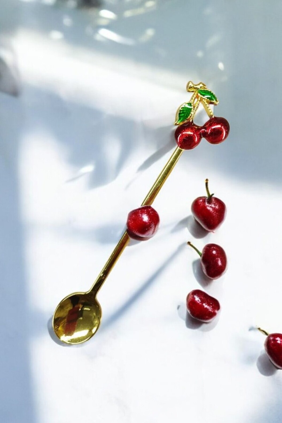 Comprox-6 Pieces Cherry Teaspoon Set Decorative Teaspoon Set 2
