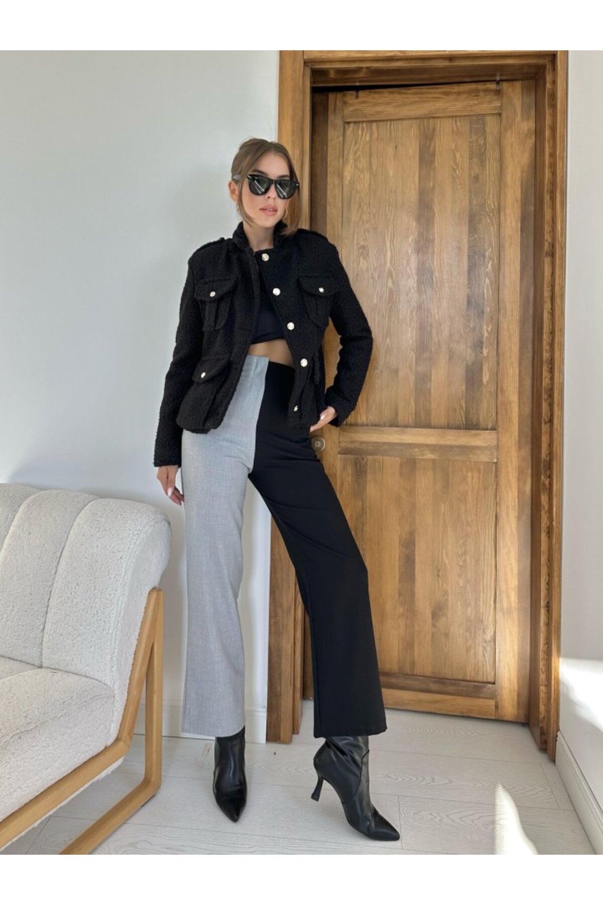 velmorafashion Siyah Cepli Yumoş Ceket