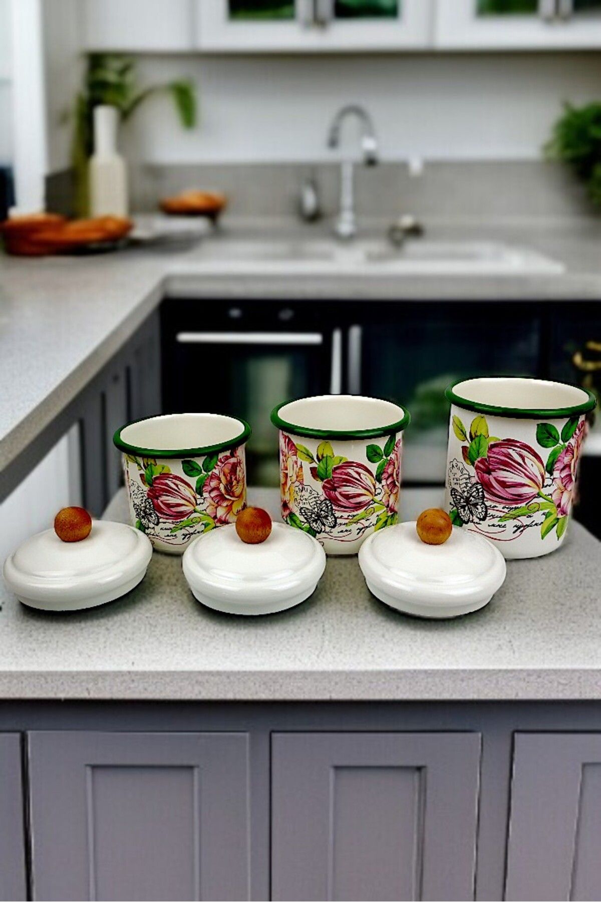 İnci Emaye-Enamel Jar with Lid-1 /-1.3 / -1.5 Liter-Spice Jar, Dowry, Yogurt Fermentation, Multi-Purpose Jar 3