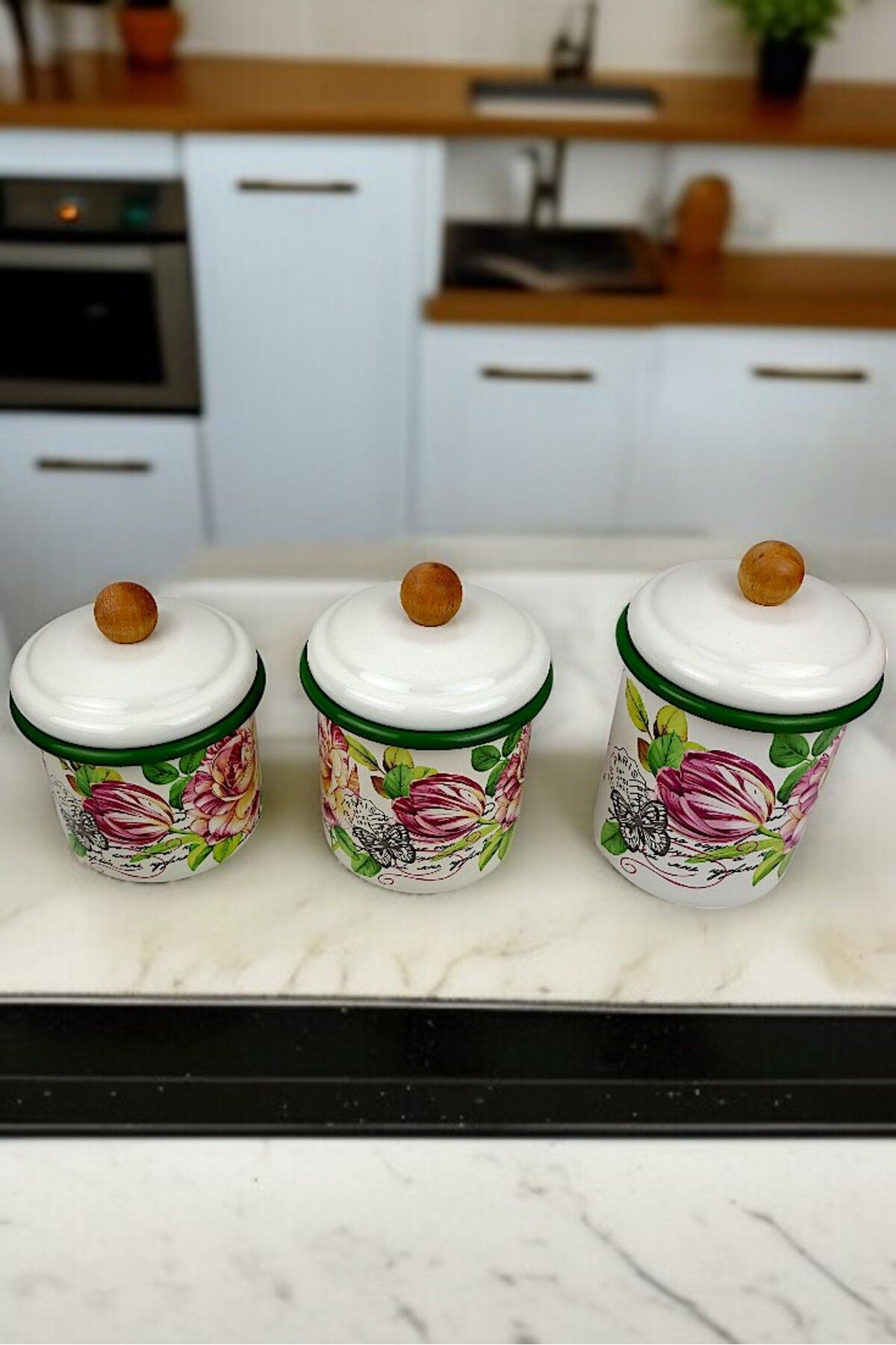İnci Emaye-Enamel Jar with Lid-1 /-1.3 / -1.5 Liter-Spice Jar, Dowry, Yogurt Fermentation, Multi-Purpose Jar 6