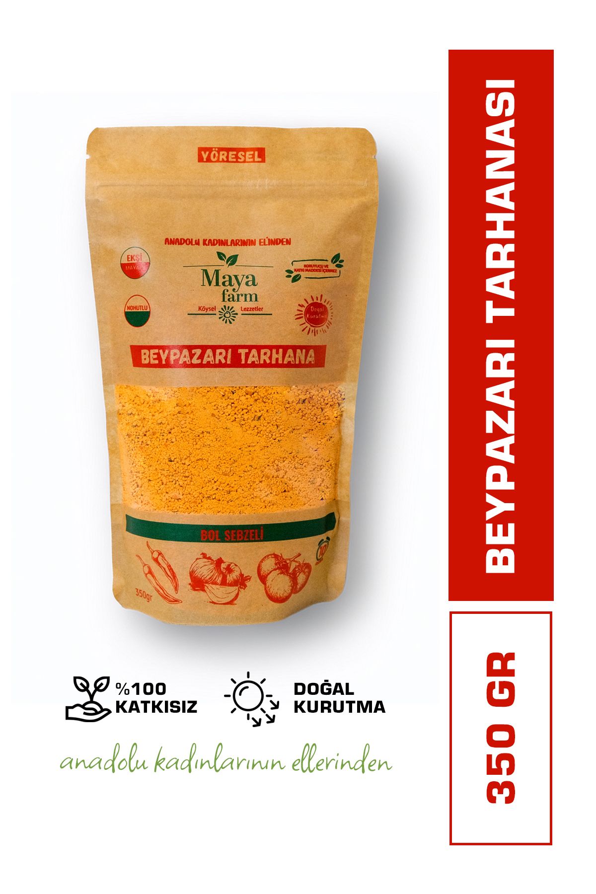 Mayafarm Beypazarı Tarhana – Bol Sebzeli, Doğal Kurutma, Katkısız İçerik, Organik ve El Yapımı | 350 gram