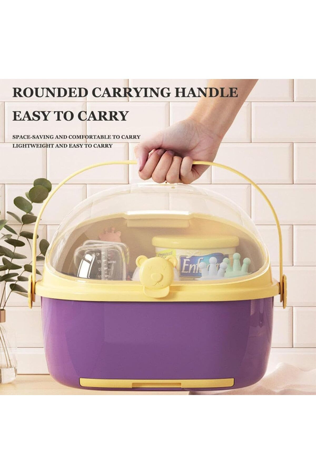 COOYA-Baby Bottle Drying Rack,Large Baby Bottle Organizer with Cover ＆ Removable Drain Tray,Easy to Clean 4