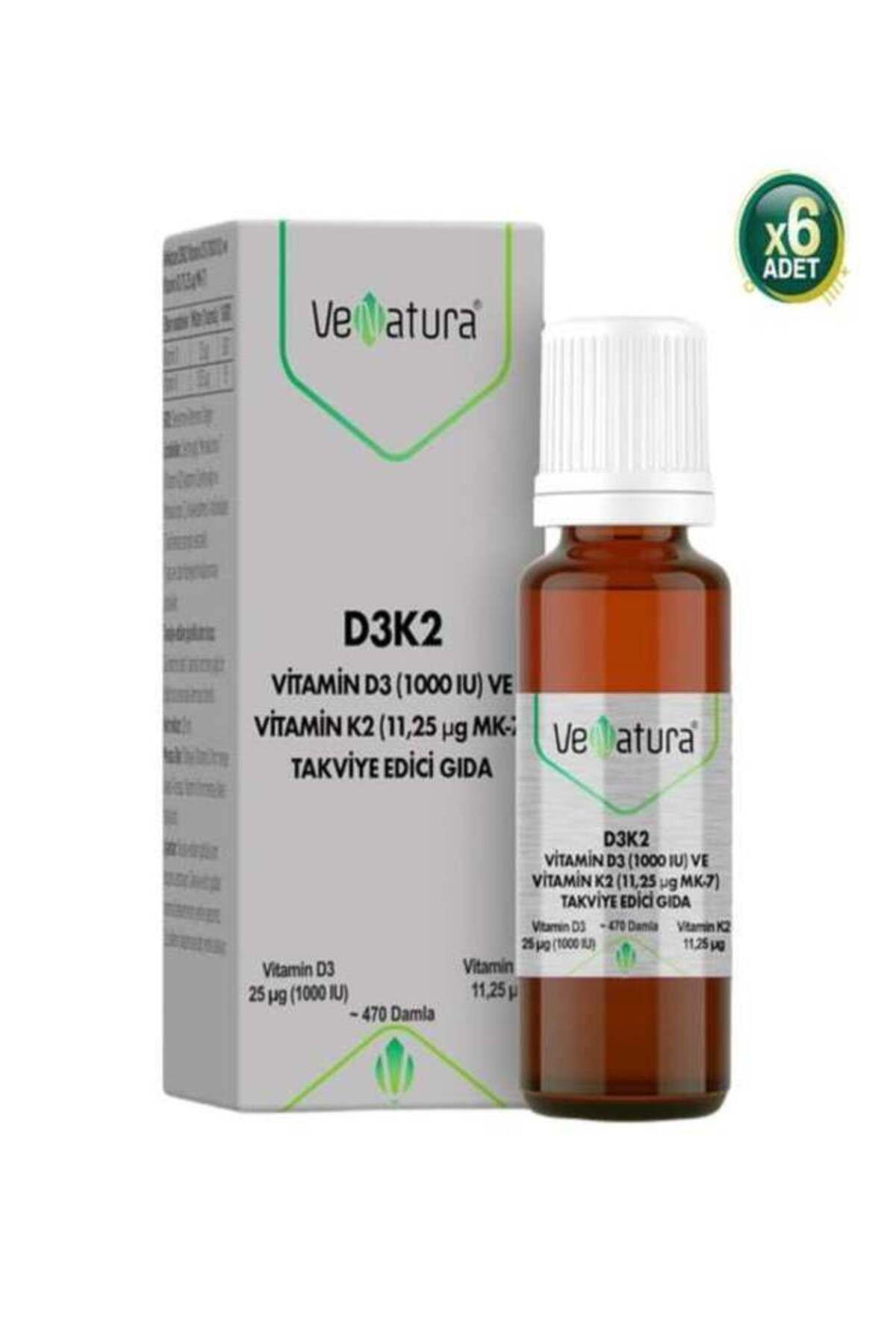 VeNatura D3k2 Vitamin D3 Ve K2 (11,25 MCG MK-7) Damla 20 ml - 6 Adet