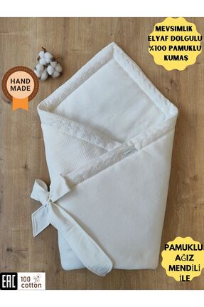Tomuycuk Ekru Bebek Battaniyesi %100 Pamuklu Doğal Organik Uyku Kundağı Hasta...