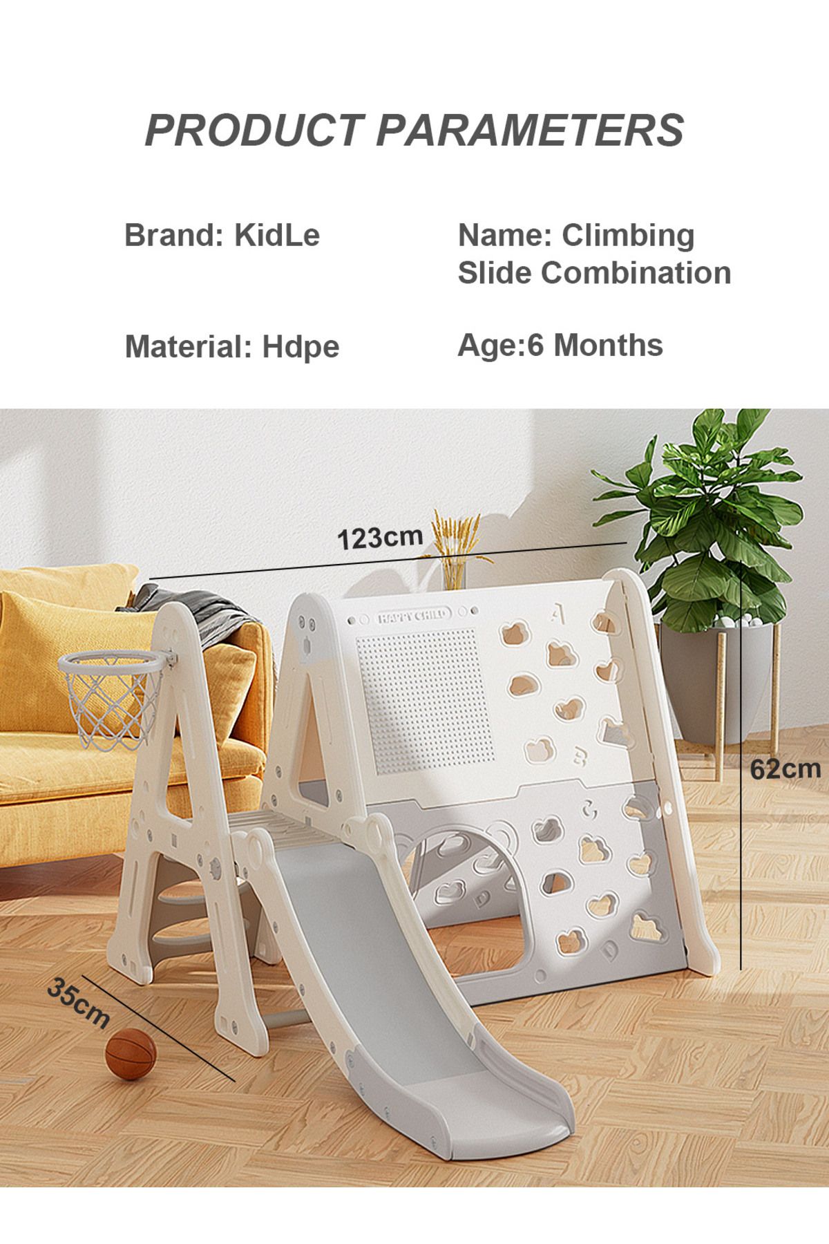 Ma Baby-7 in 1 Toddler Slide Set Multifunctional Slide Swing Combination Exercise Climbing 8