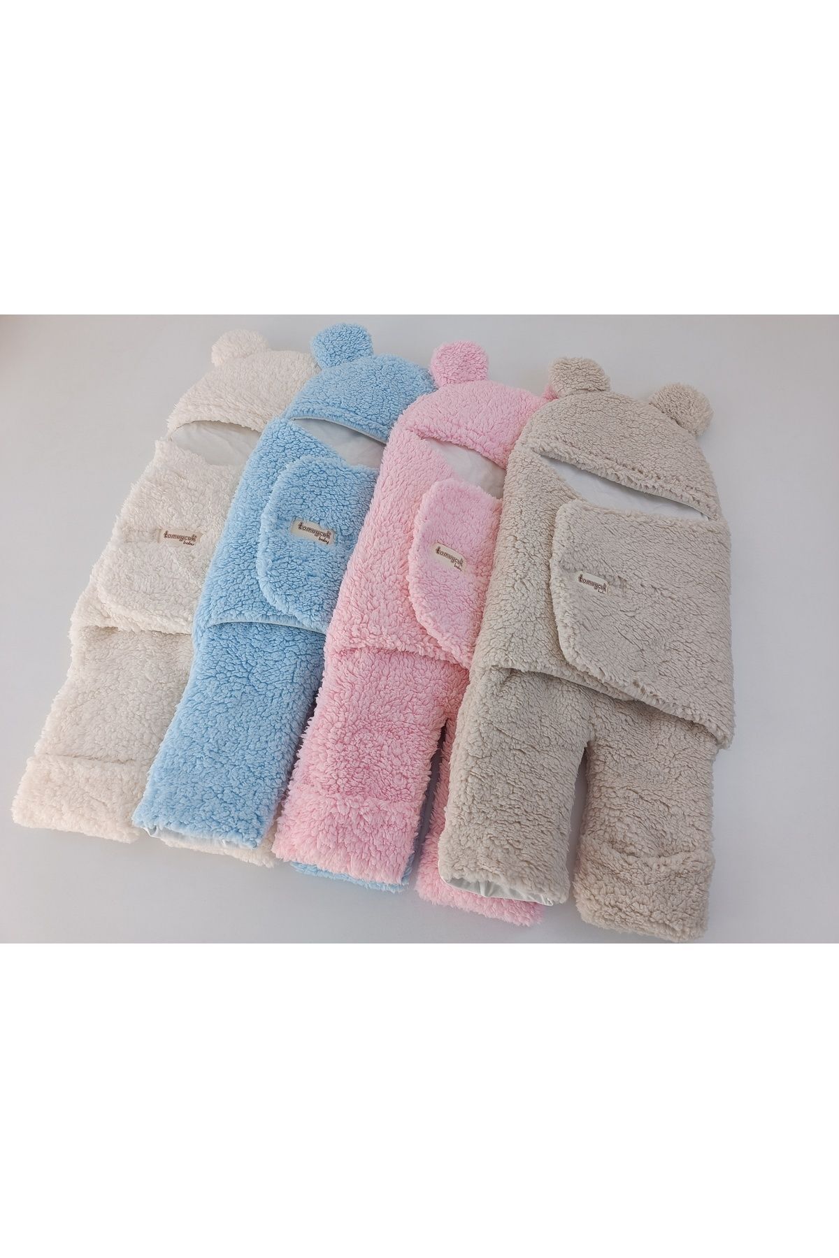 Tomuycuk-0-12 Months Baby Sleeping Bag - Fiber Plush Welsoft Eared Mink Outer Blanket 5