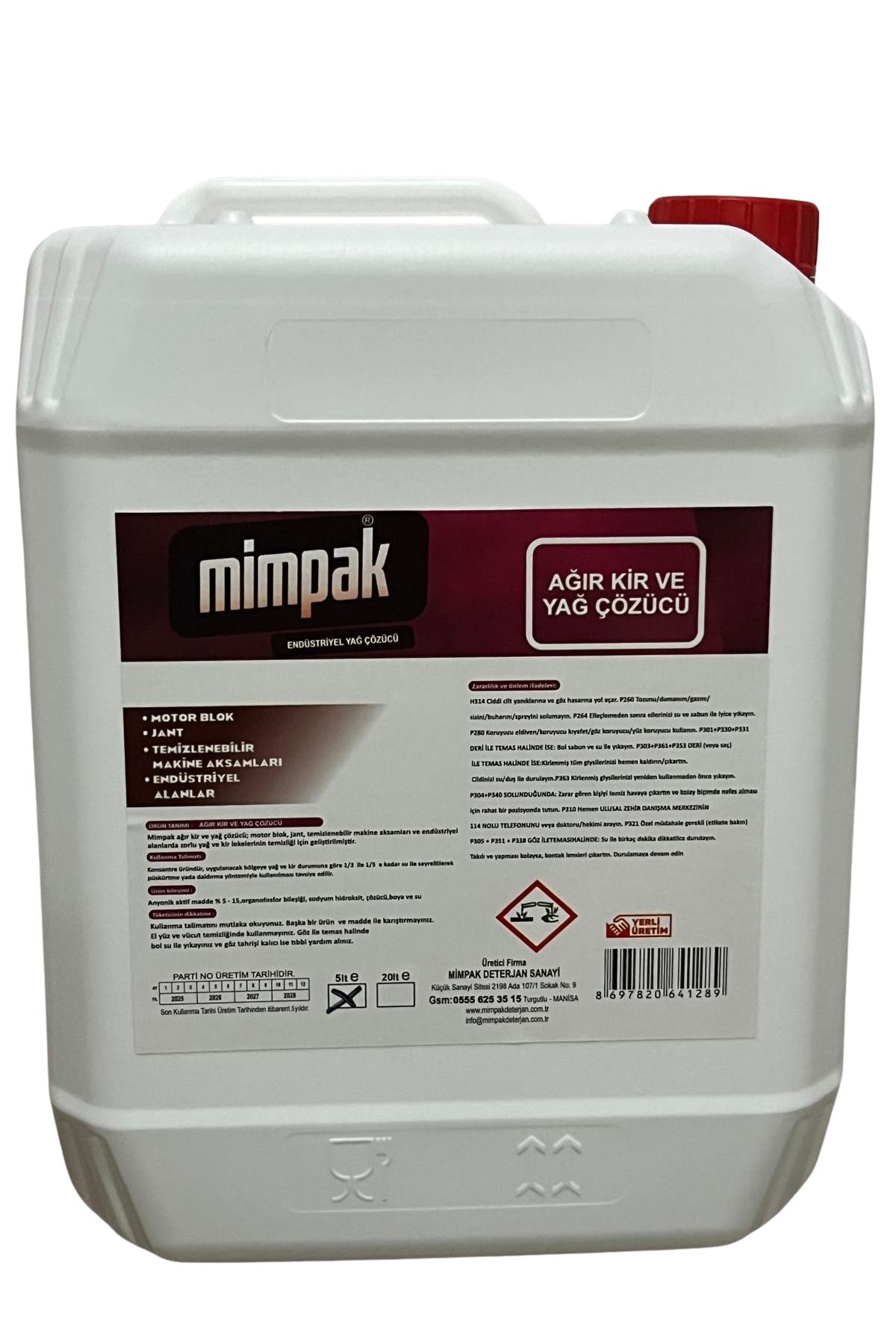 MİMPAK Ağır kir ve yağ çözücü, motor blok, şanzıman, jant temizleyici 5 lt