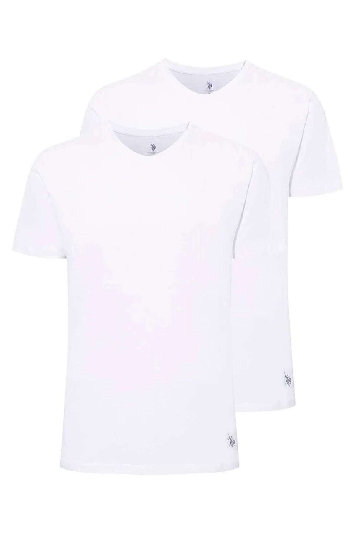 BASE. پولو اسن. زیرپیراهن یقه دو تکه مردانه مدال و نخی سفید - سفید - SRK3.80F19K7P U.S. Polo Assn.