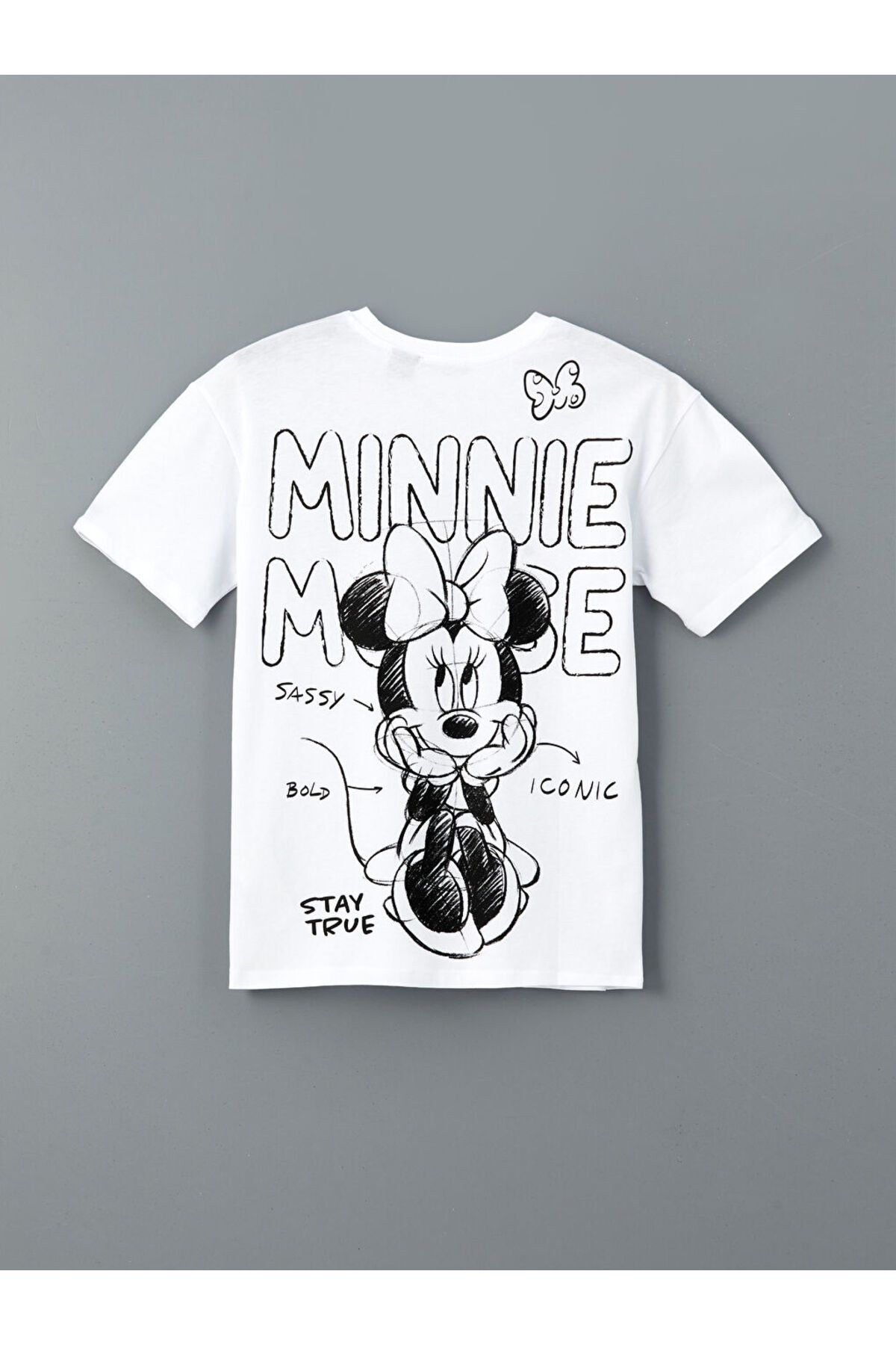 LC Waikiki-XSIDE Bílé dámské tričko Mickey a Minnie Mouse s potiskem 2