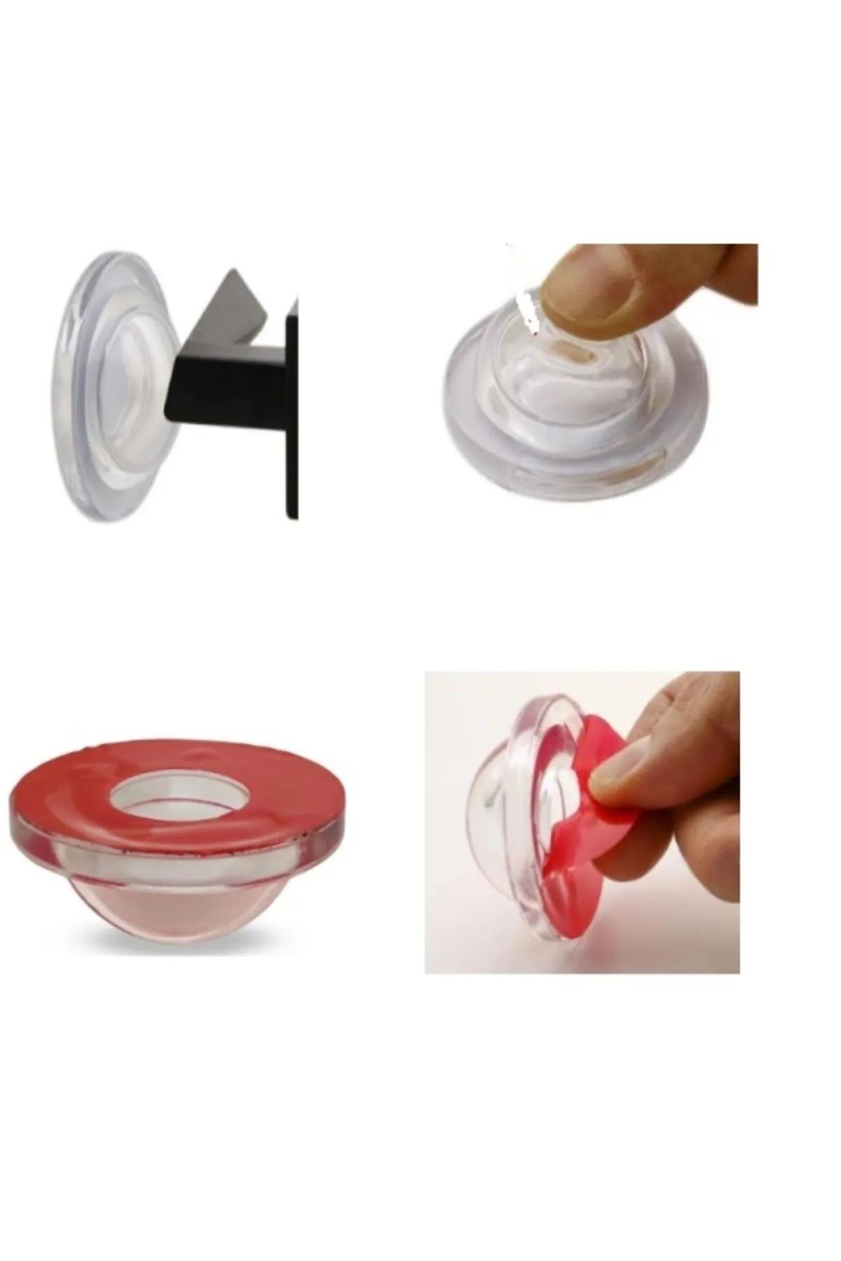 Adilon-Silicone Door Stopper Transparent 3Pcs Buffer Self Adhesive Transparent Door Handle Stop 2